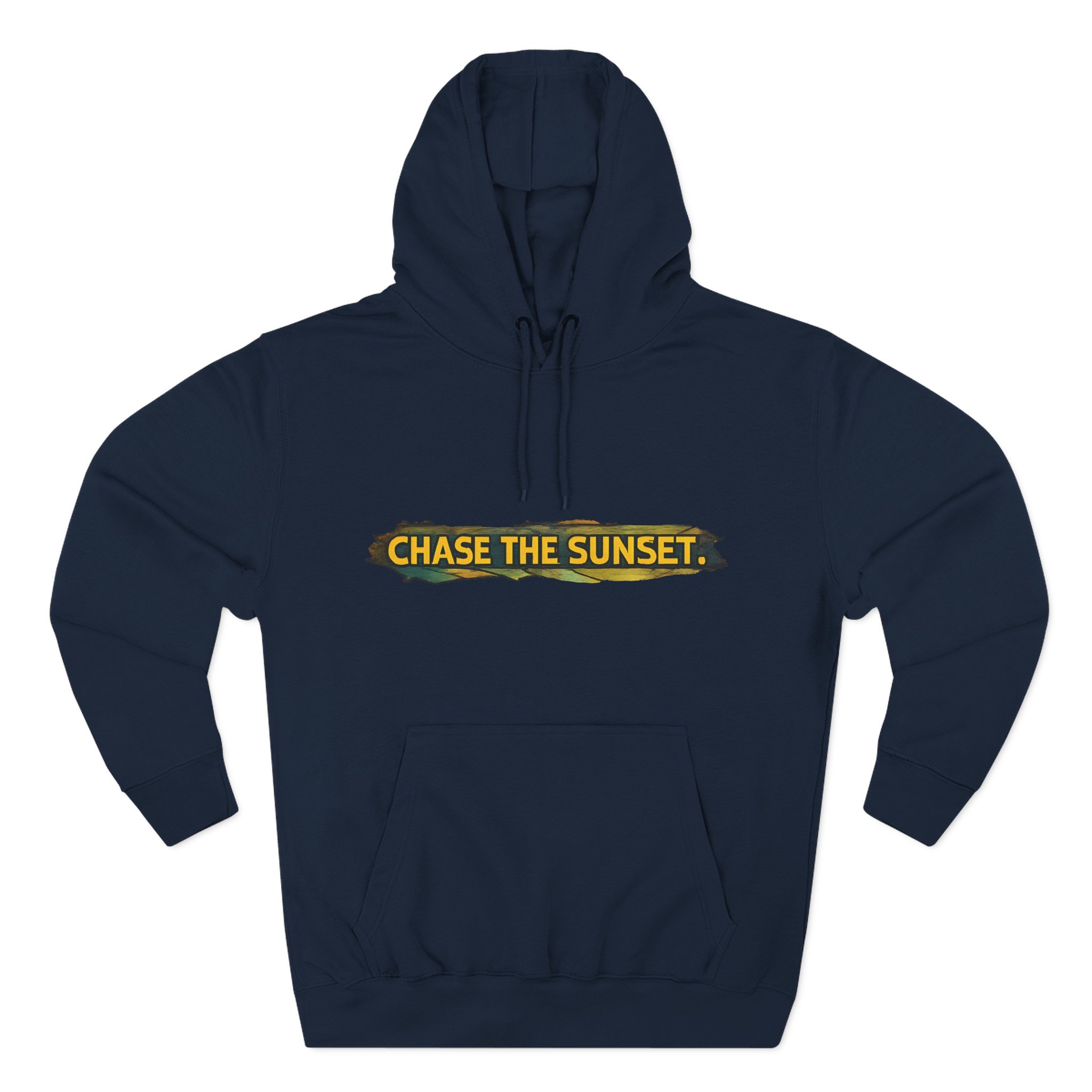 Three-Panel Fleece Hoodie - "Chase The Sunset" Design Cubic-Line