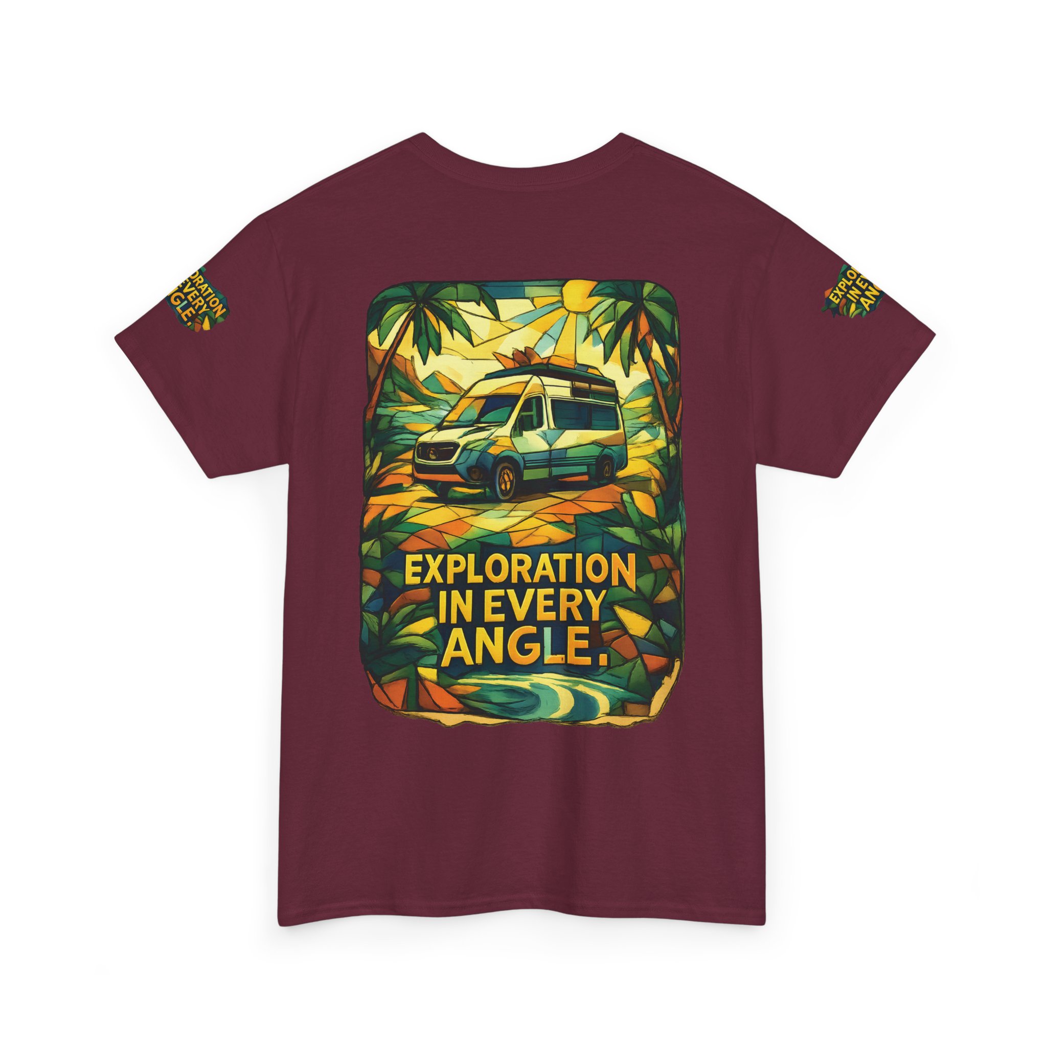 Unisex Heavy Cotton Tee — "Exploration In Every Angle" Design Cubic-Line