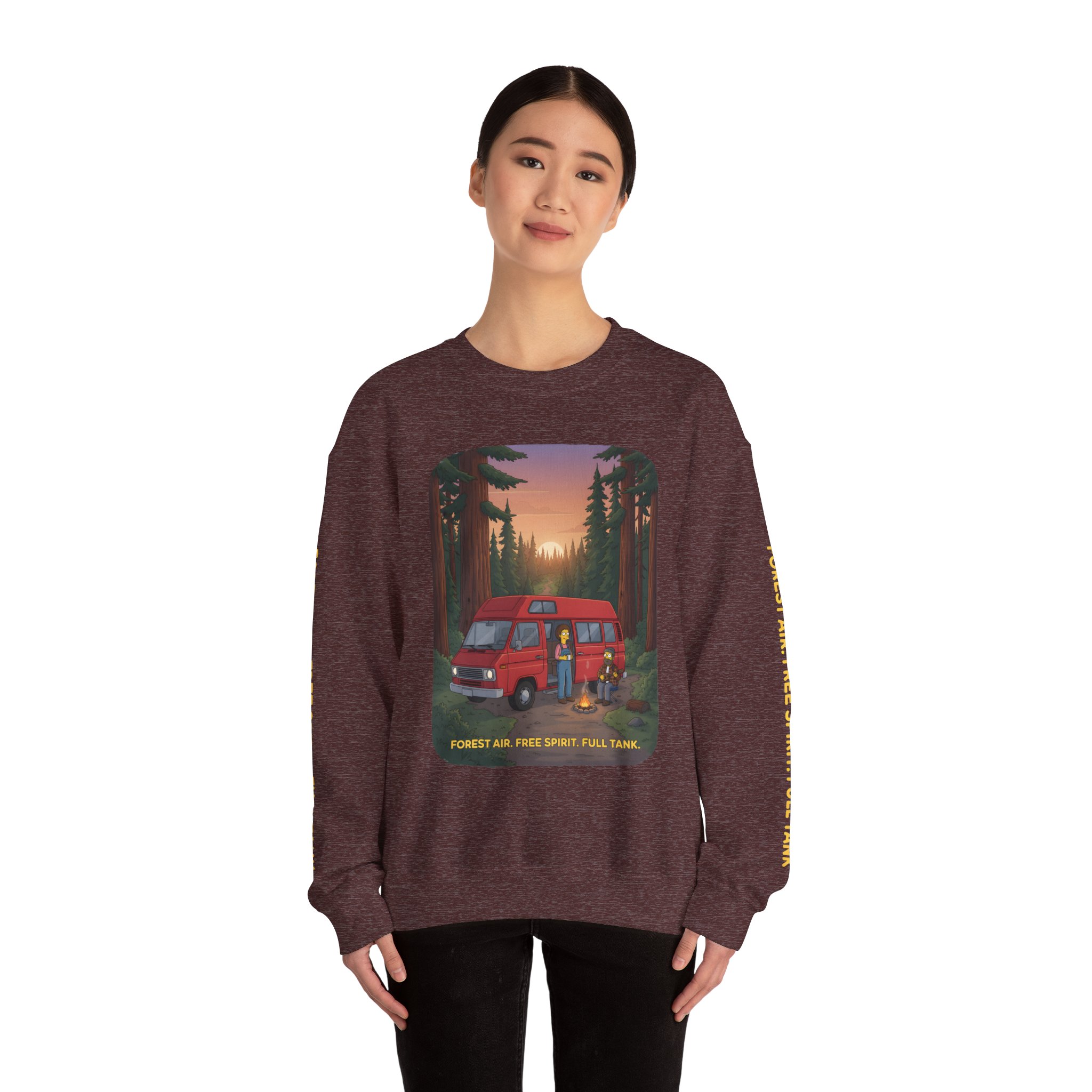 11588714573356108422_2048.jpeg Unisex Heavy Blend™ Crewneck Sweatshirt — "Forest Air Free Spirit Full Tank" Design Sitcom-Line