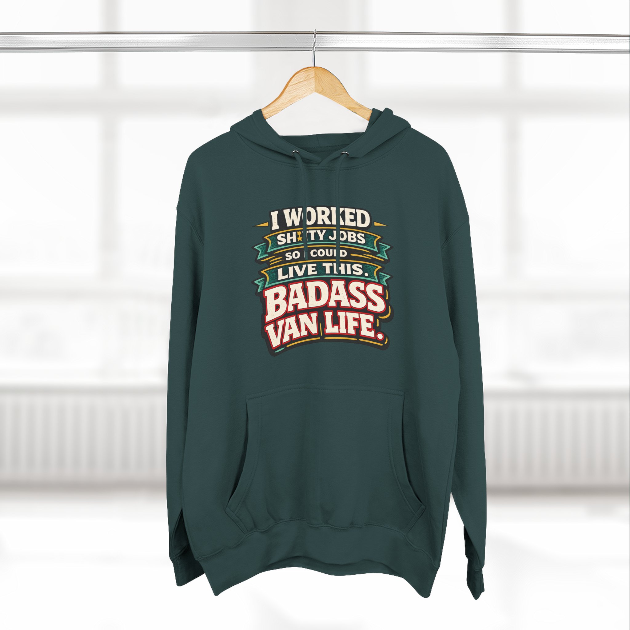 Three-Panel Fleece Hoodie - "I Worked Shitty Jobs" Design F**K-Line