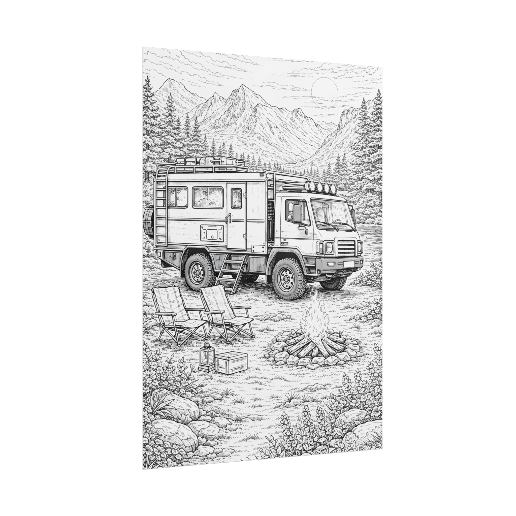 Campervan Poster — Vintage RV Camping Landscape Wall Art
