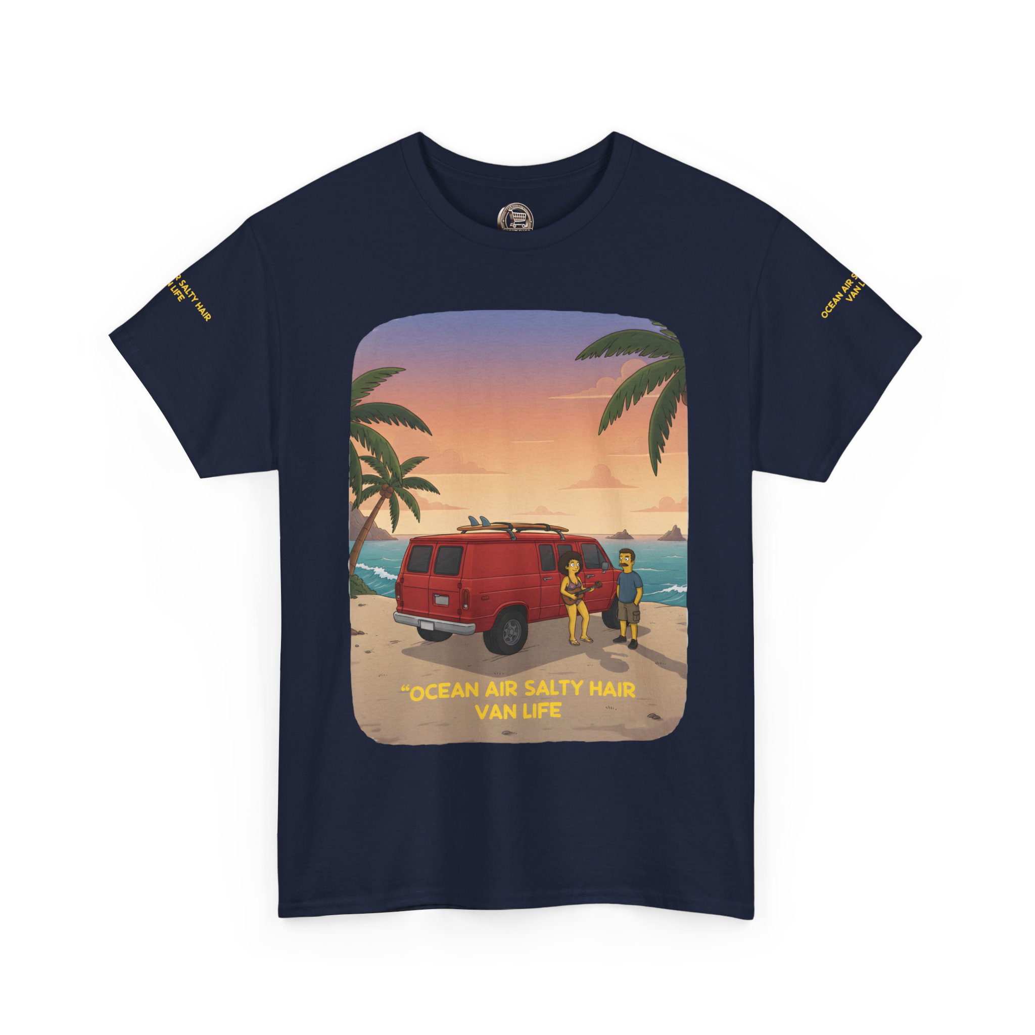 Unisex Heavy Cotton Tee — "Ocean Air Salty Hair Van Life" Design Sitcom-Line
