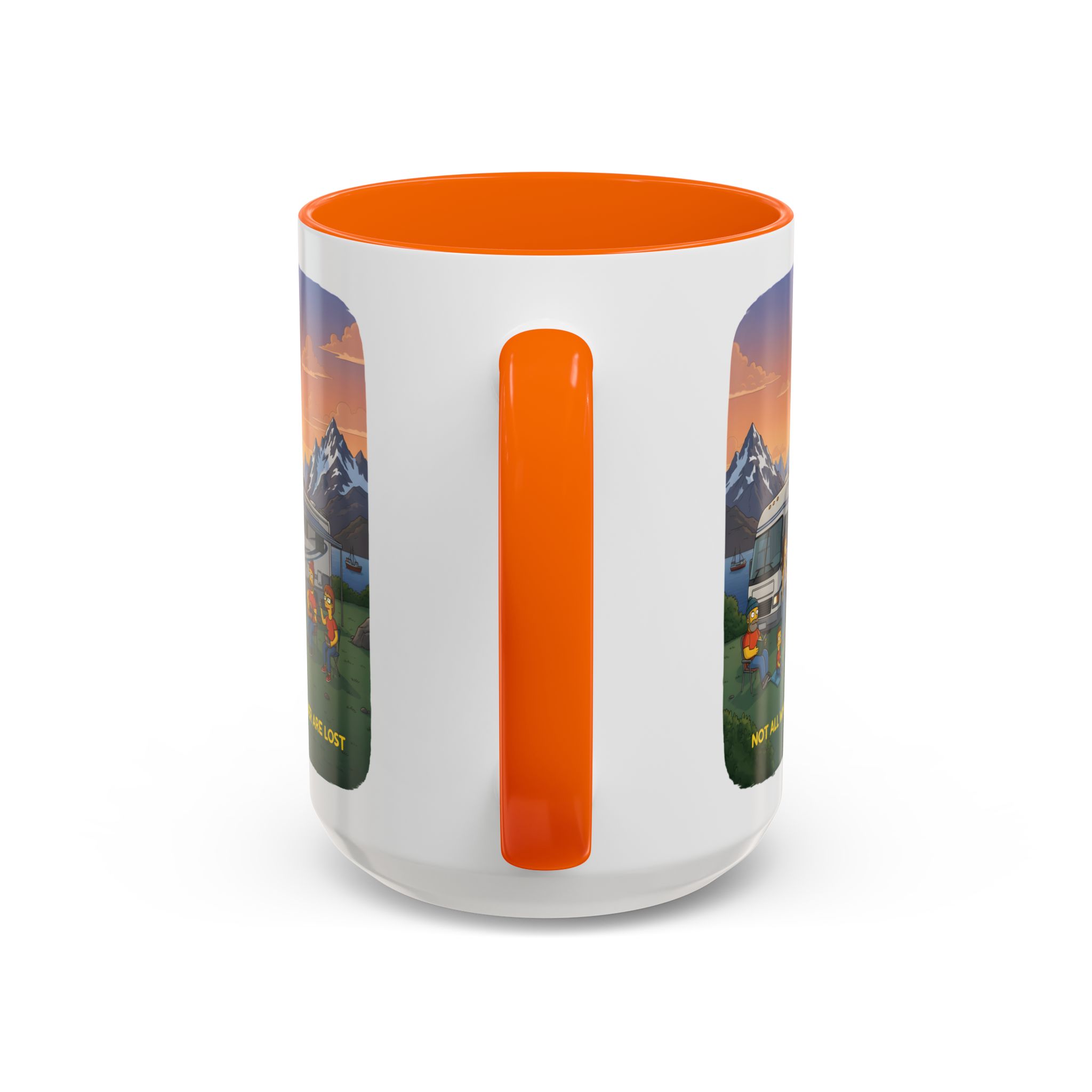 Accent Coffee Mug (11, 15oz) — "Not All Who Wander Are Lost" Design Sitcom-Line
