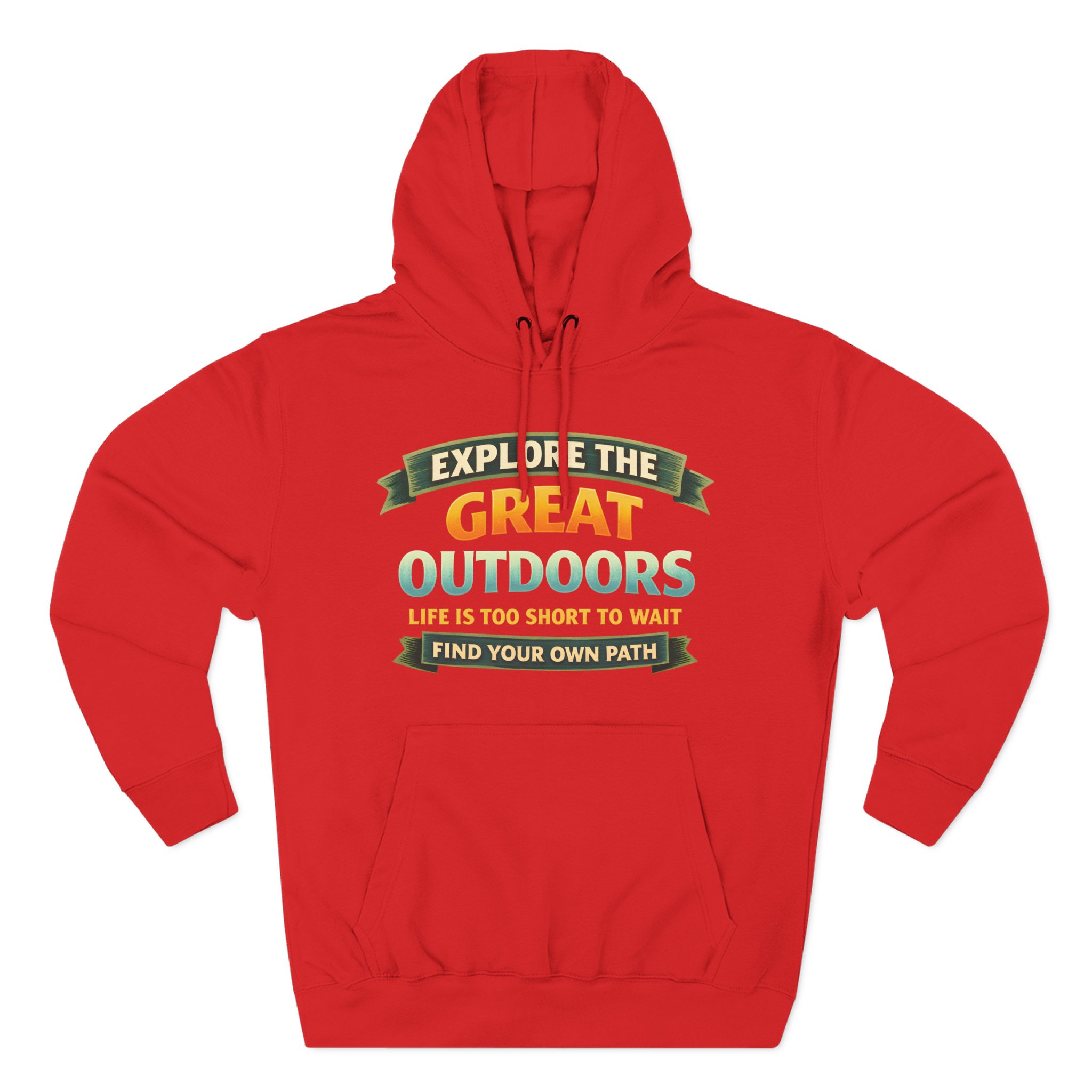Three-Panel Fleece Hoodie - "Explore The Great Outdoors" Design Scenic-Line