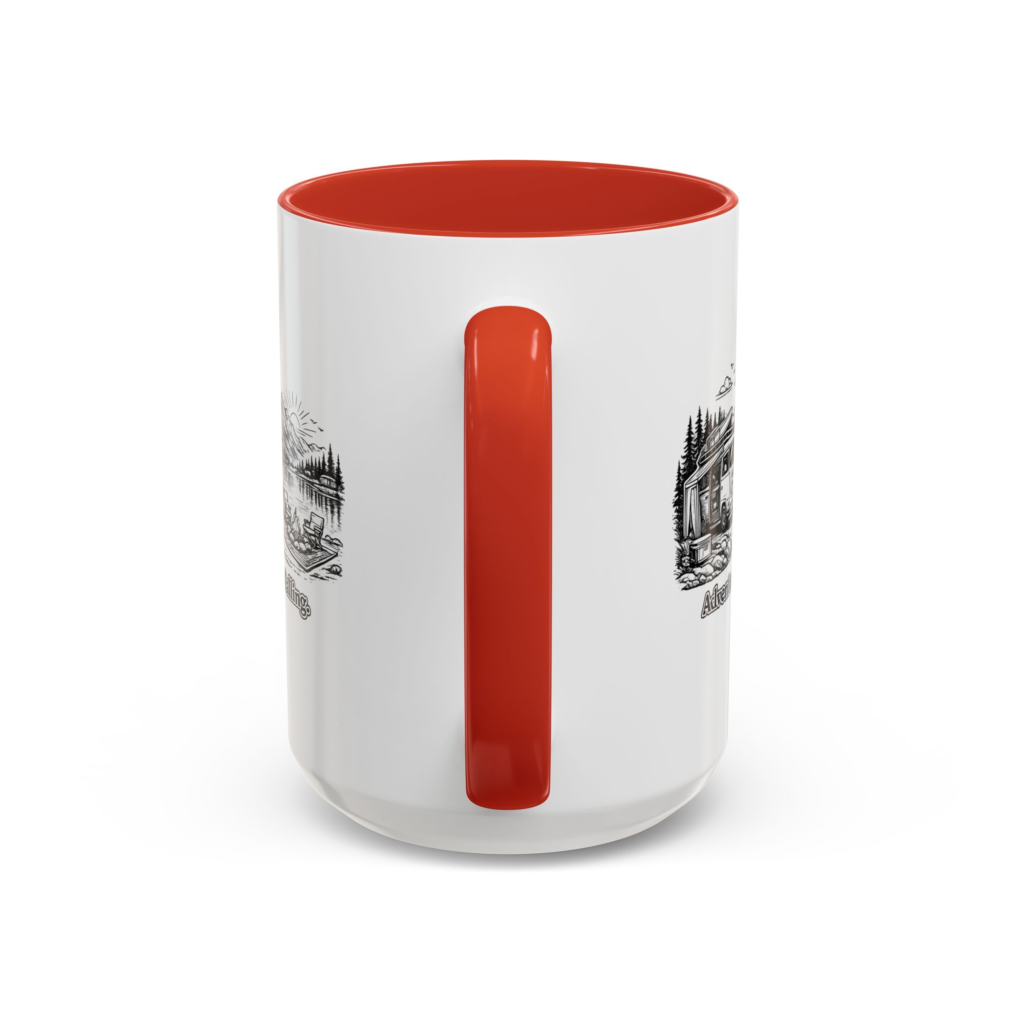 Accent Coffee Mug (11, 15oz) — "Adventure Is Calling" Design Minimal-Line