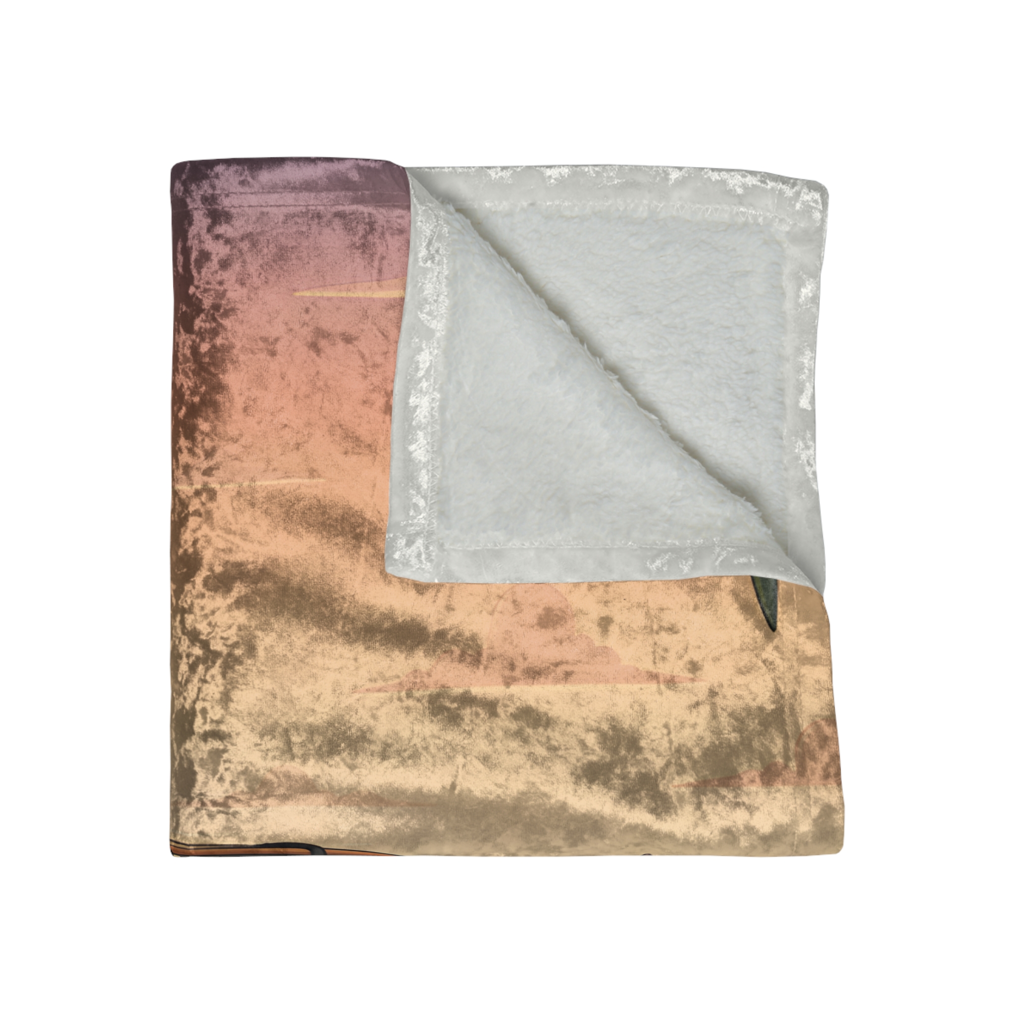 Crushed Velvet Blanket —"Ocean Air Salty Hair Van Life" Design Sitcom-Line (Campervan)
