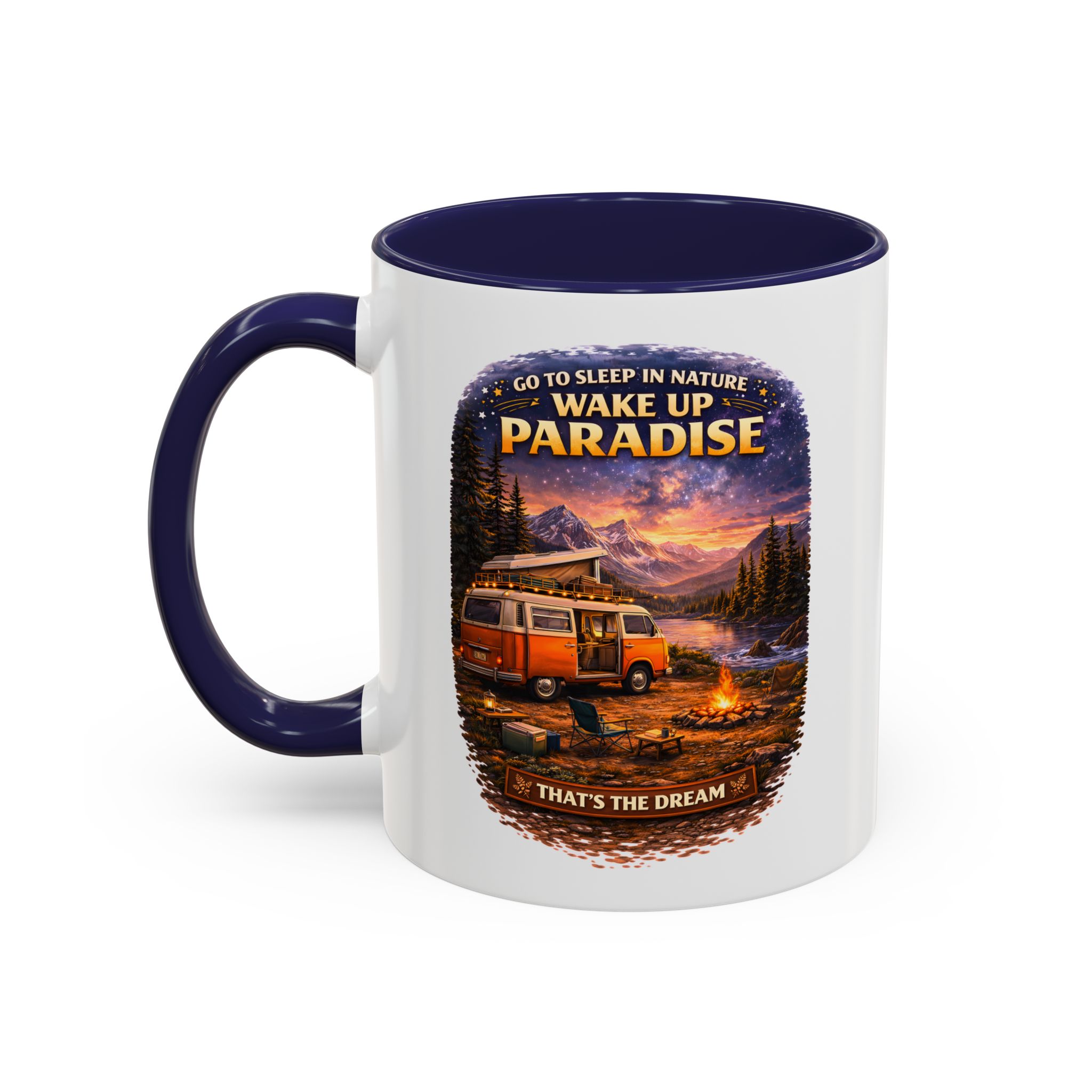 Accent Coffee Mug (11, 15oz) — "Go to Sleep in Nature" Design Scenic-Line