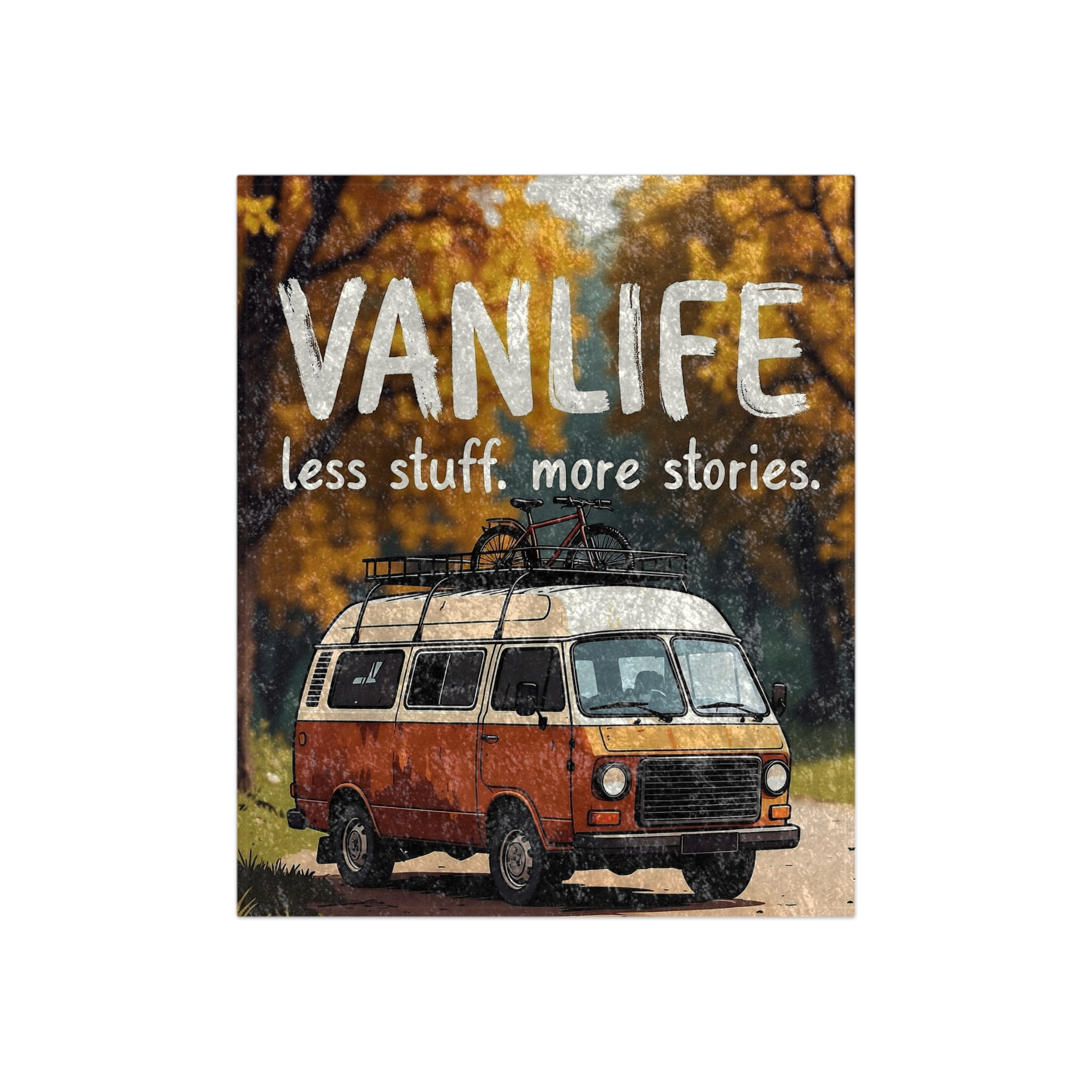 Crushed Velvet Blanket — "Vanlife  Less Stuff, More Stories" Cozy Camper Throw