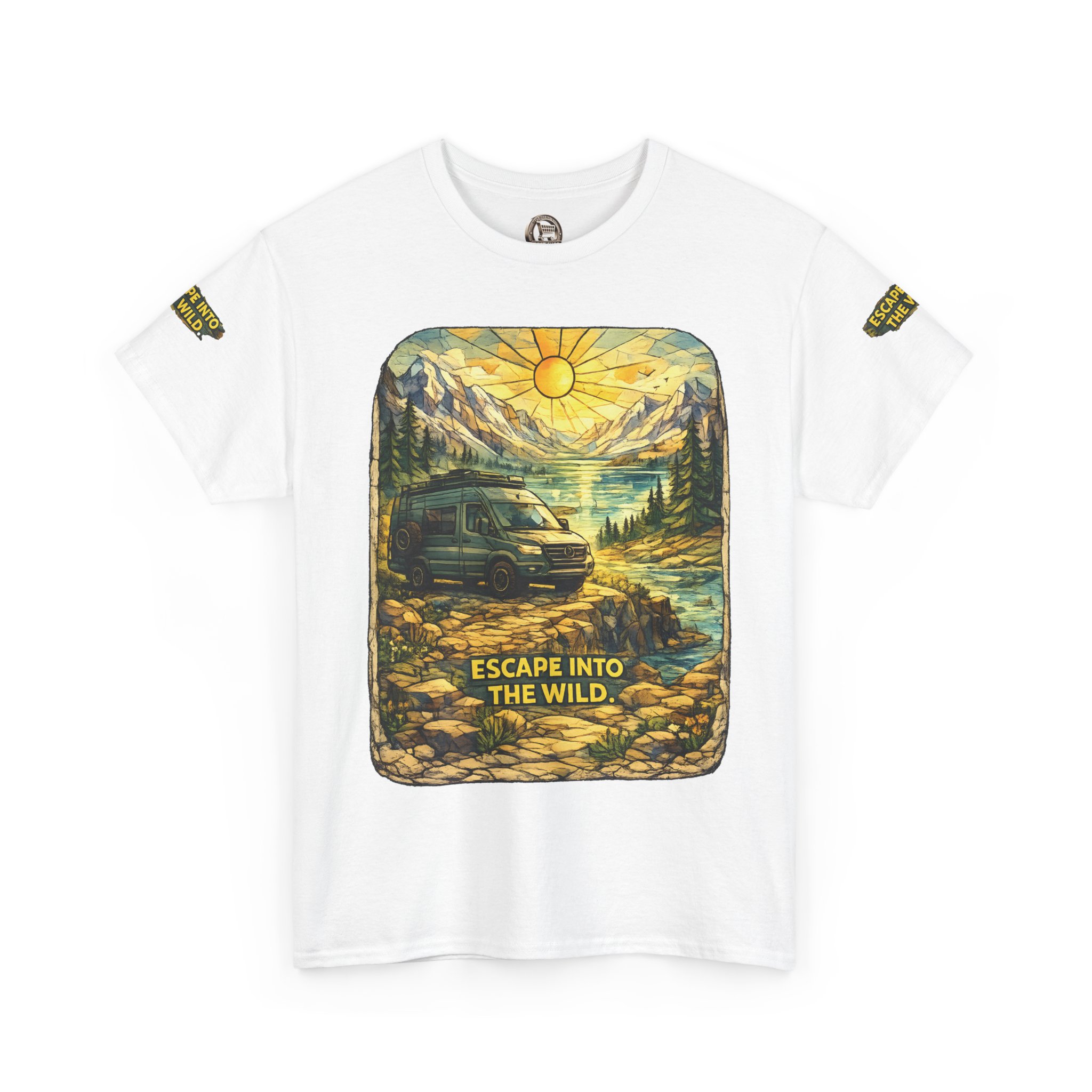 Unisex Heavy Cotton Tee — "Escape Into The Wild" Design Cubic-Line