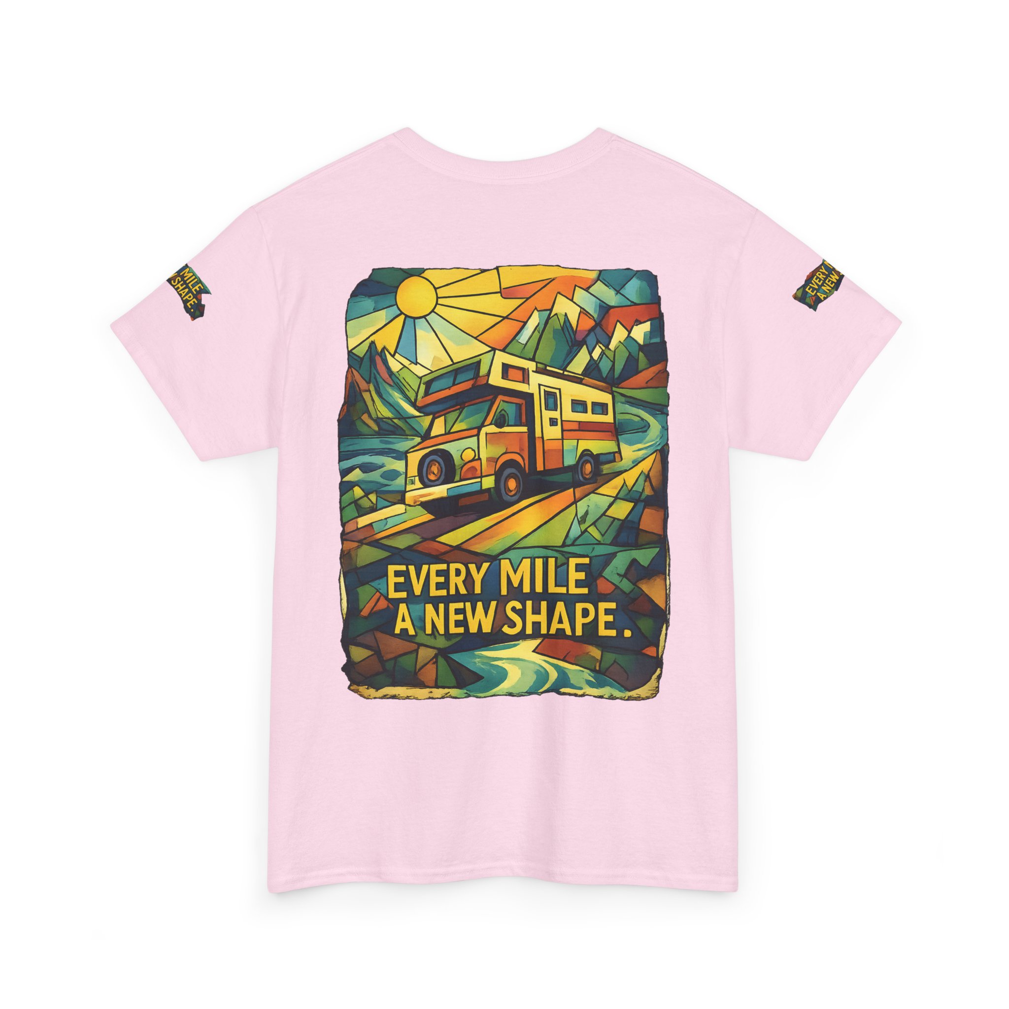 Unisex Heavy Cotton Tee — "Every Mile A New Shape" Design Cubic-Line