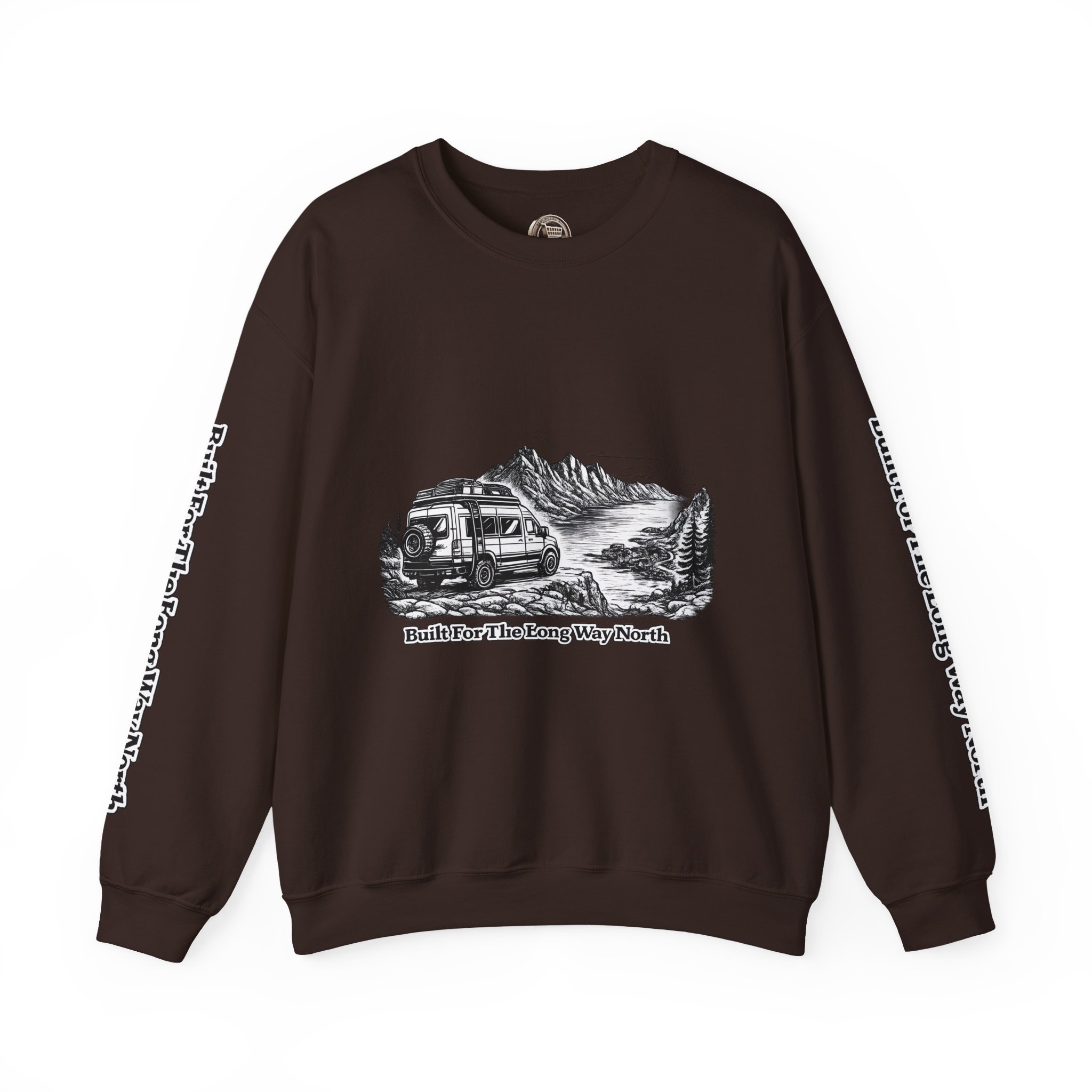 11635545000071237052_2048.jpeg Unisex Heavy Blend™ Crewneck Sweatshirt — "Built For The Long Way North" Design Minimal-Line