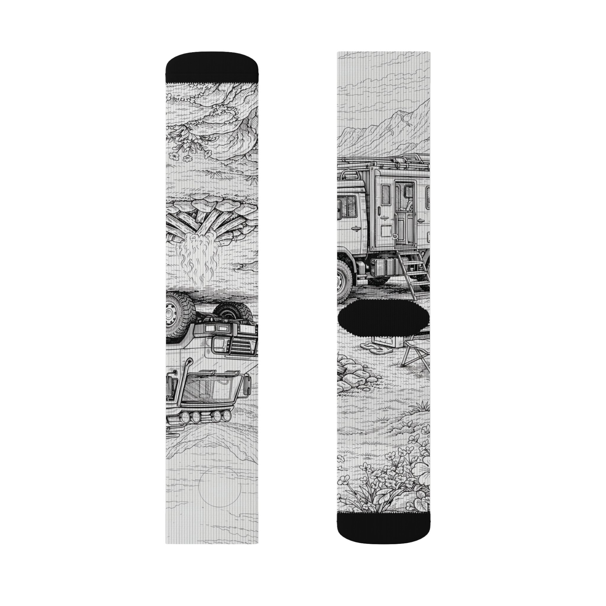 Sublimation Socks — Retro Camper Roadtrip Crew Socks