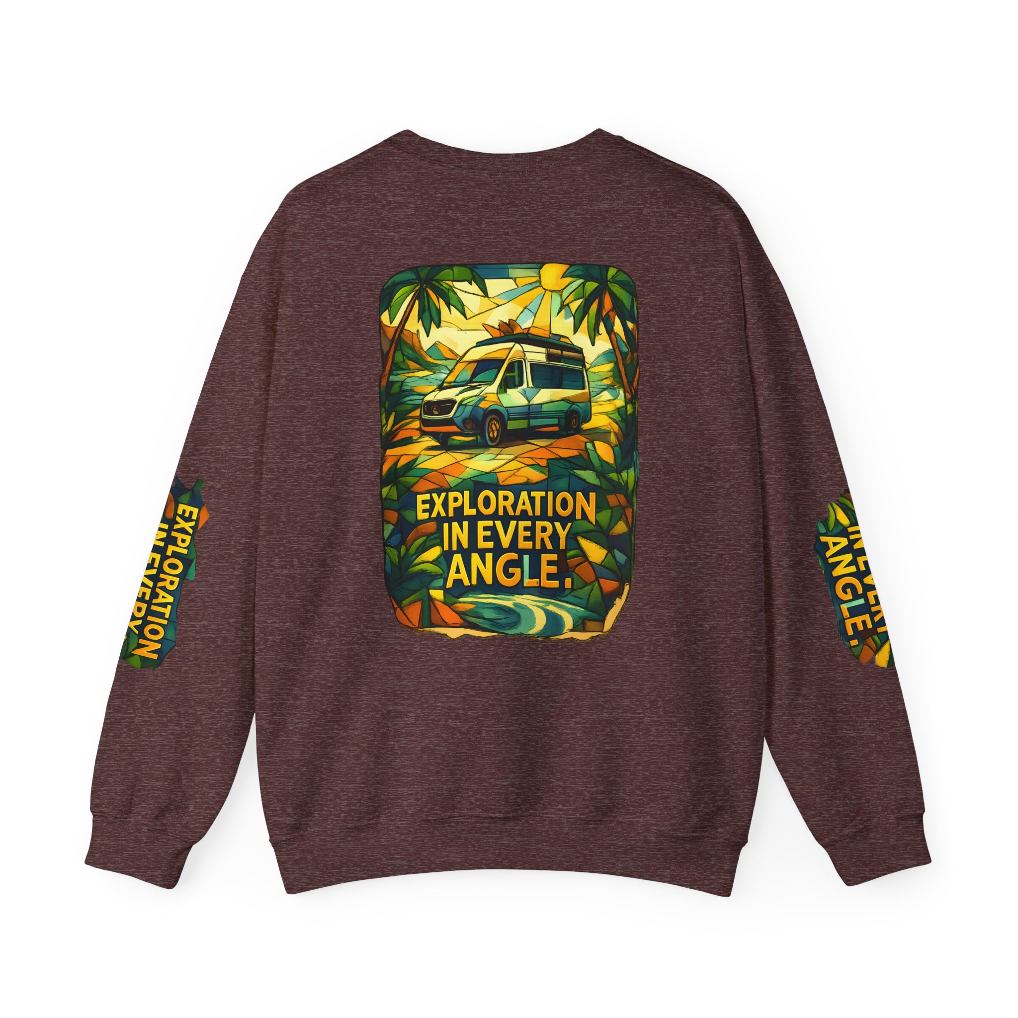 Unisex Heavy Blend™ Crewneck Sweatshirt — "Exploration In Every Angle" Design Cubic-Line