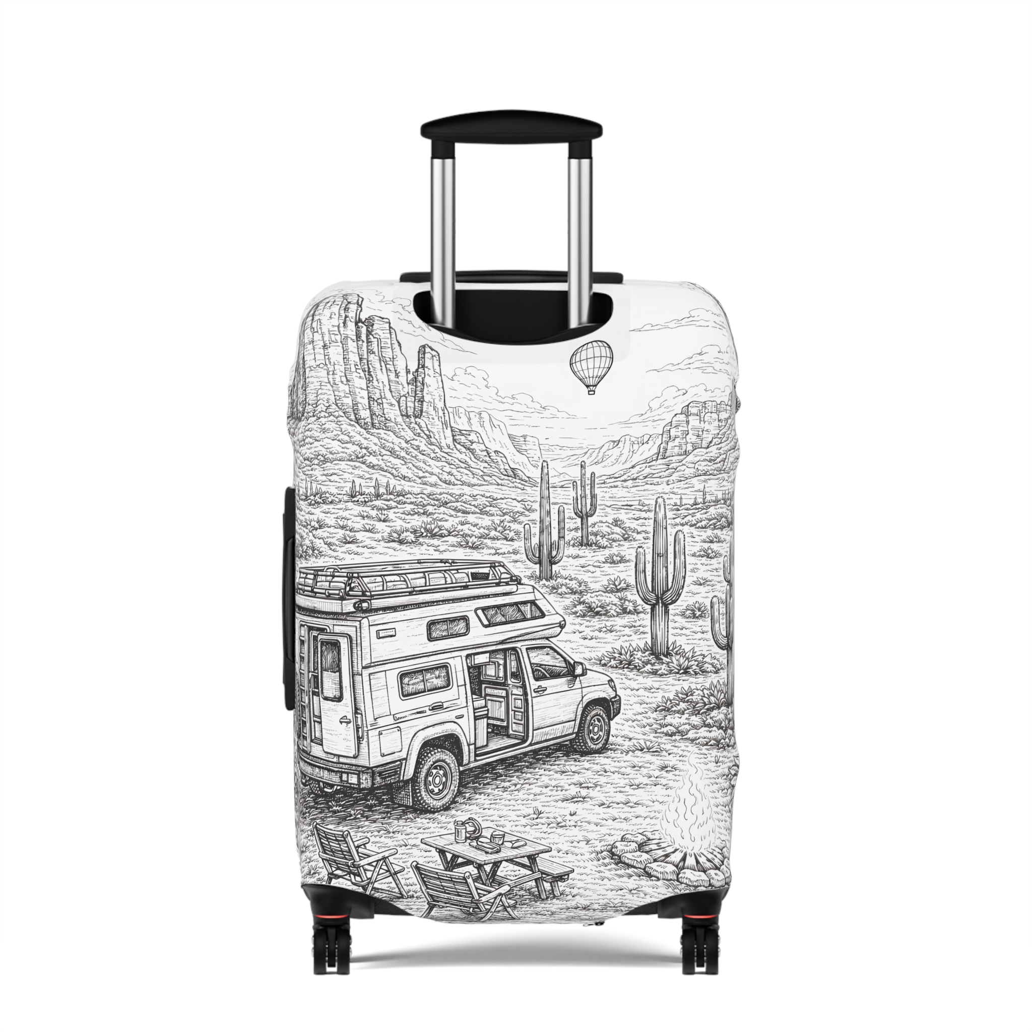 Luggage Cover — Adventure Camper Sketch Travel Suitcase