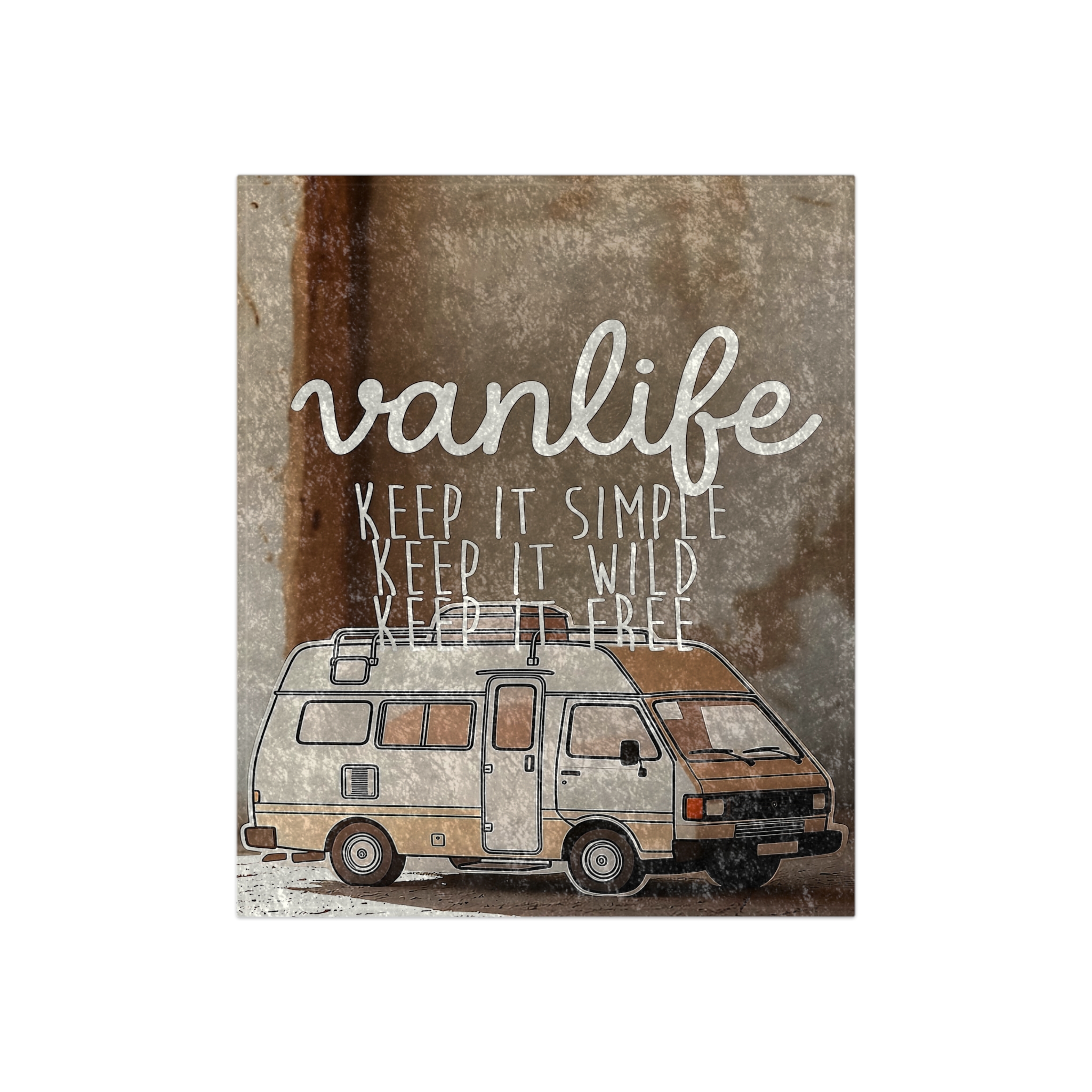 Crushed Velvet Blanket — 'Vanlife: Keep It Simple, Keep It Wild' Cozy Camper Throw
