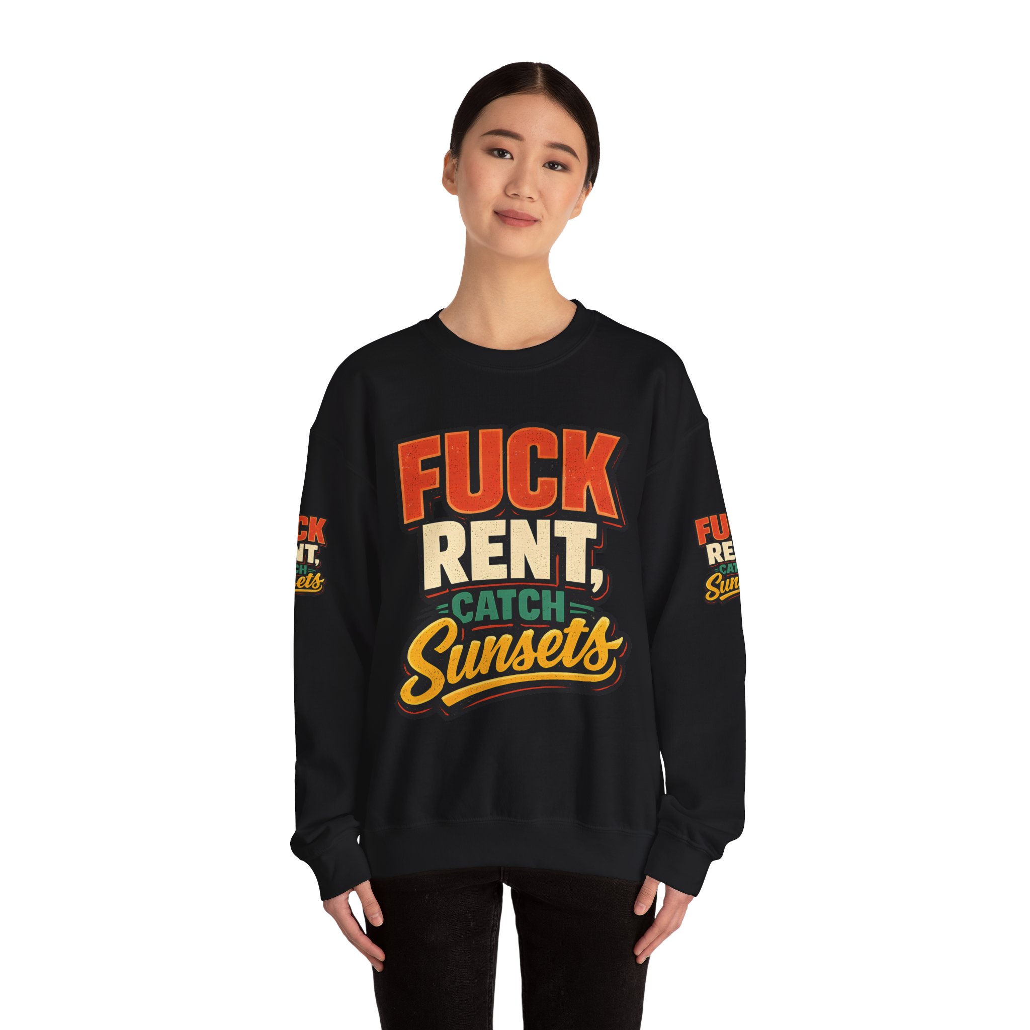 11652154472837760836_2048.jpeg Unisex Heavy Blend™ Crewneck Sweatshirt — "Fuck Rent Catch Sunsets" Design F**K-Line
