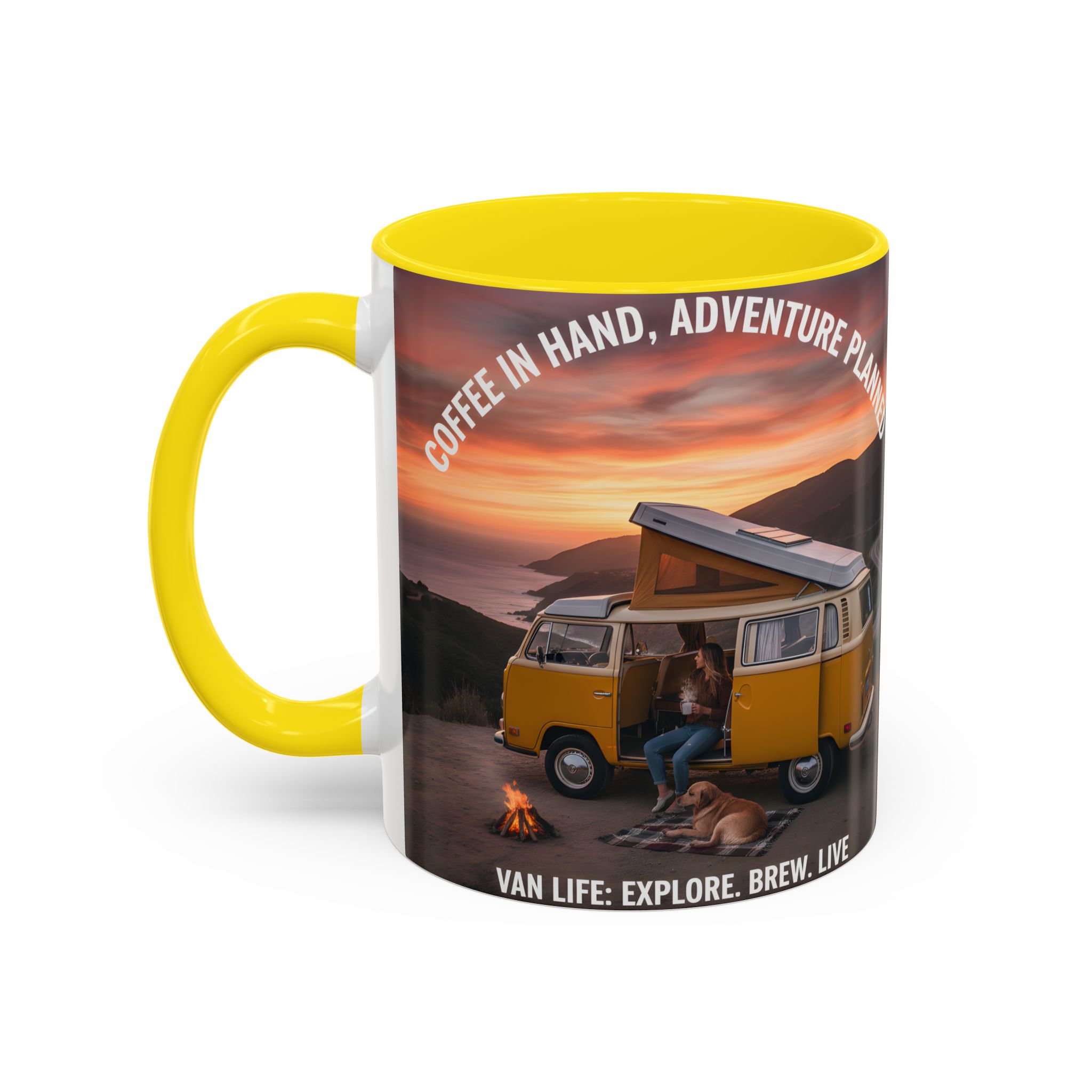 Accent Coffee Mug (11, 15oz) - "Coffee in Hand, Adventure Planned"