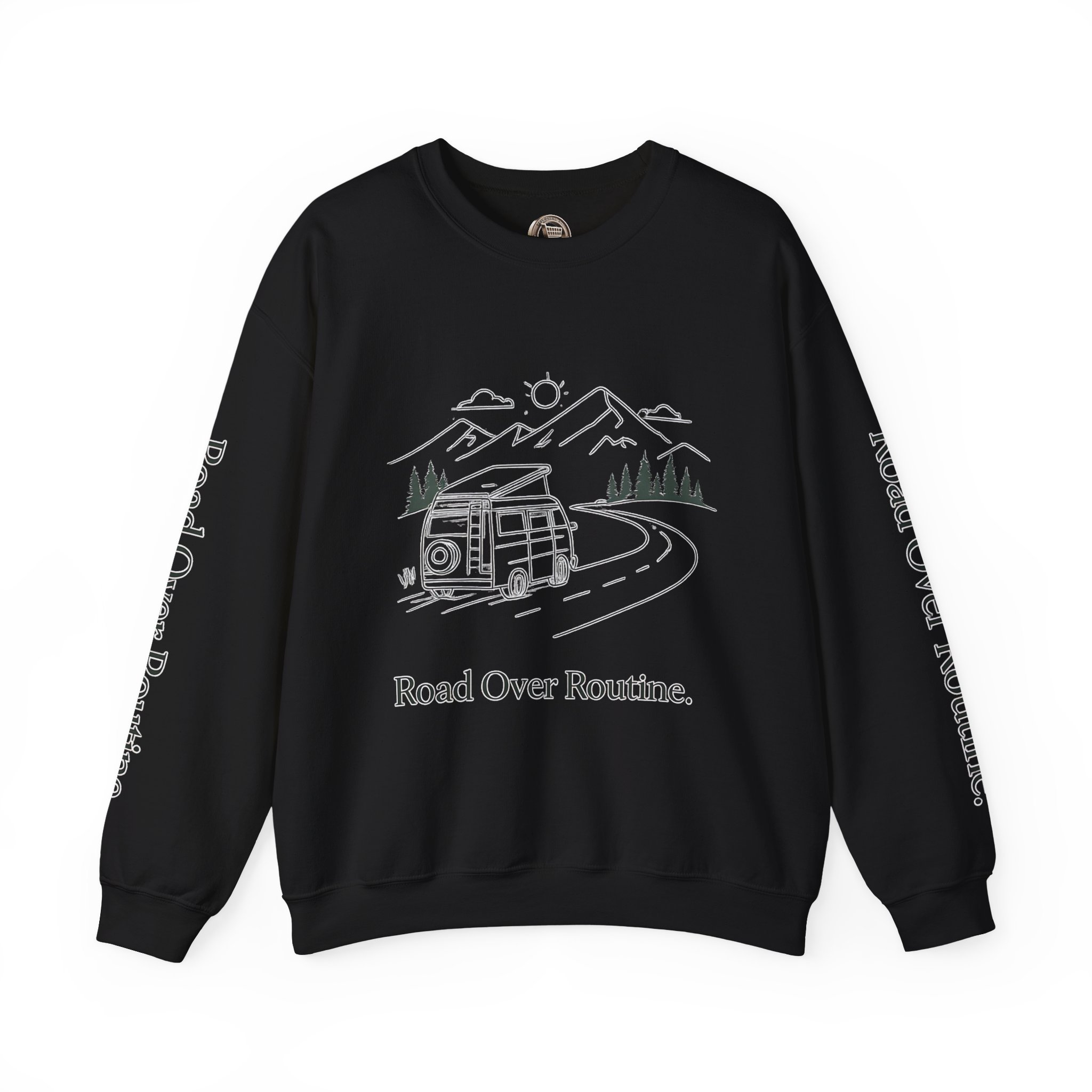 Unisex Heavy Blend™ Crewneck Sweatshirt — "Road Over Routine" Design Minimal-Line
