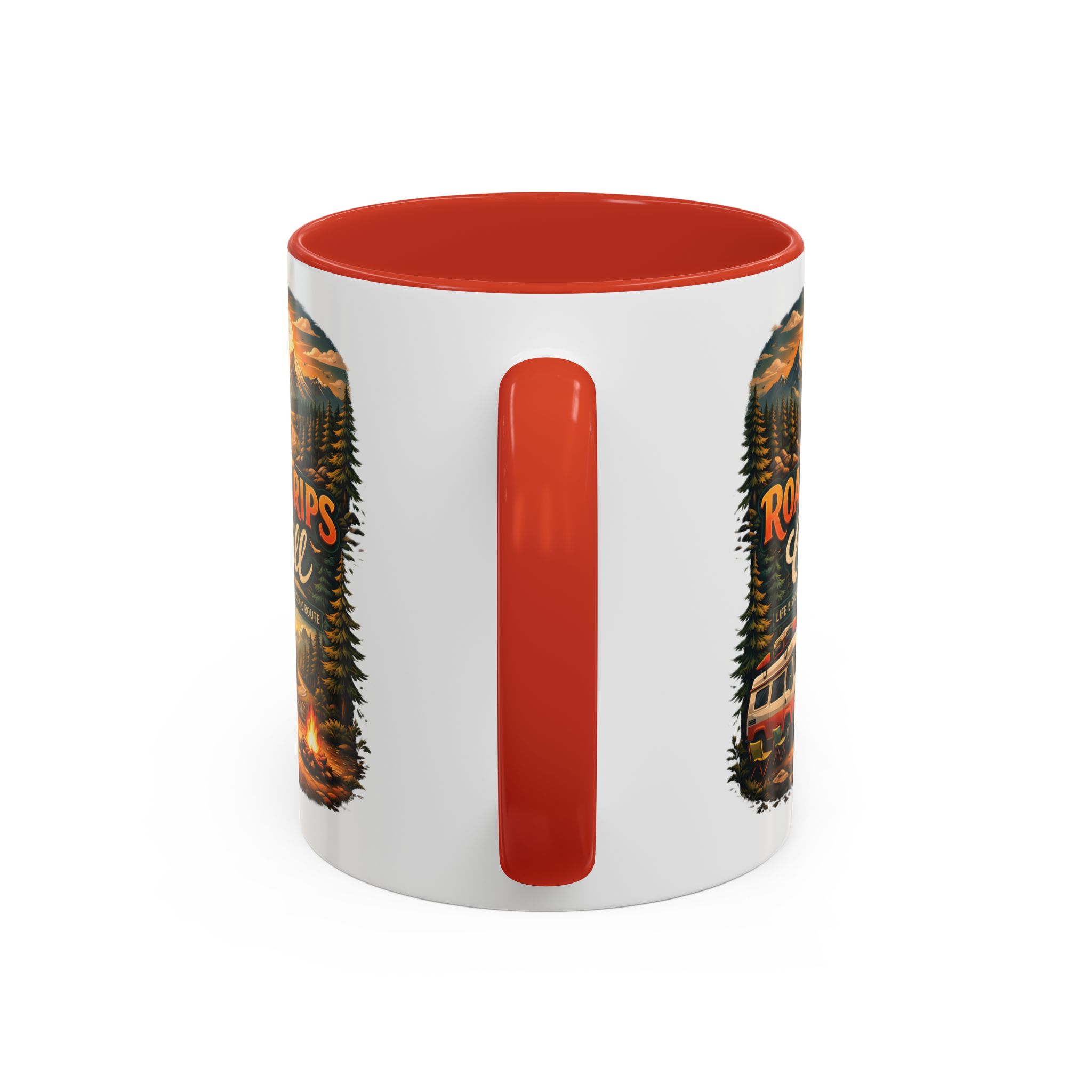 Accent Coffee Mug (11, 15oz) — "Road Trips & Chill" Design Scenic-Line