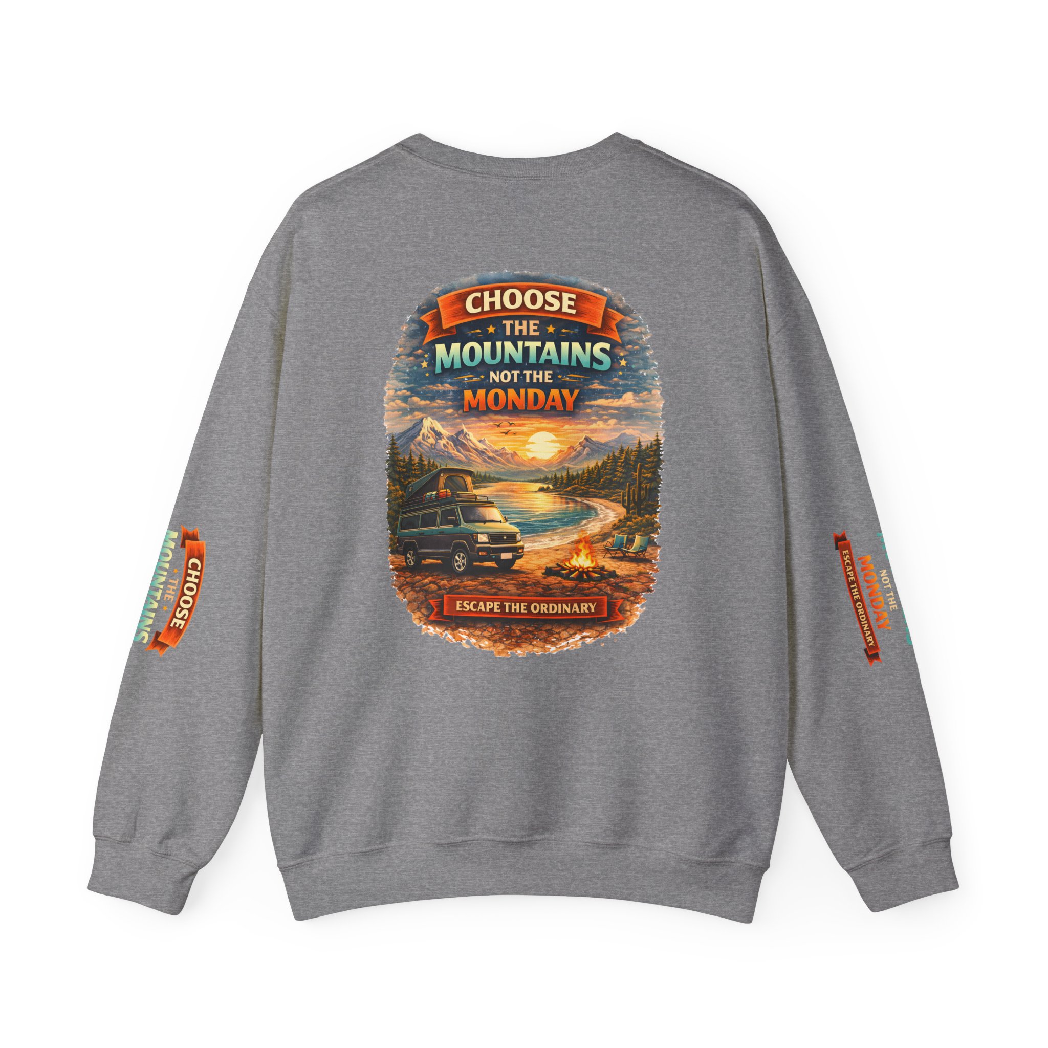 Unisex Heavy Blend™ Crewneck Sweatshirt — "Choose The Mountens" Design Scenic-Line