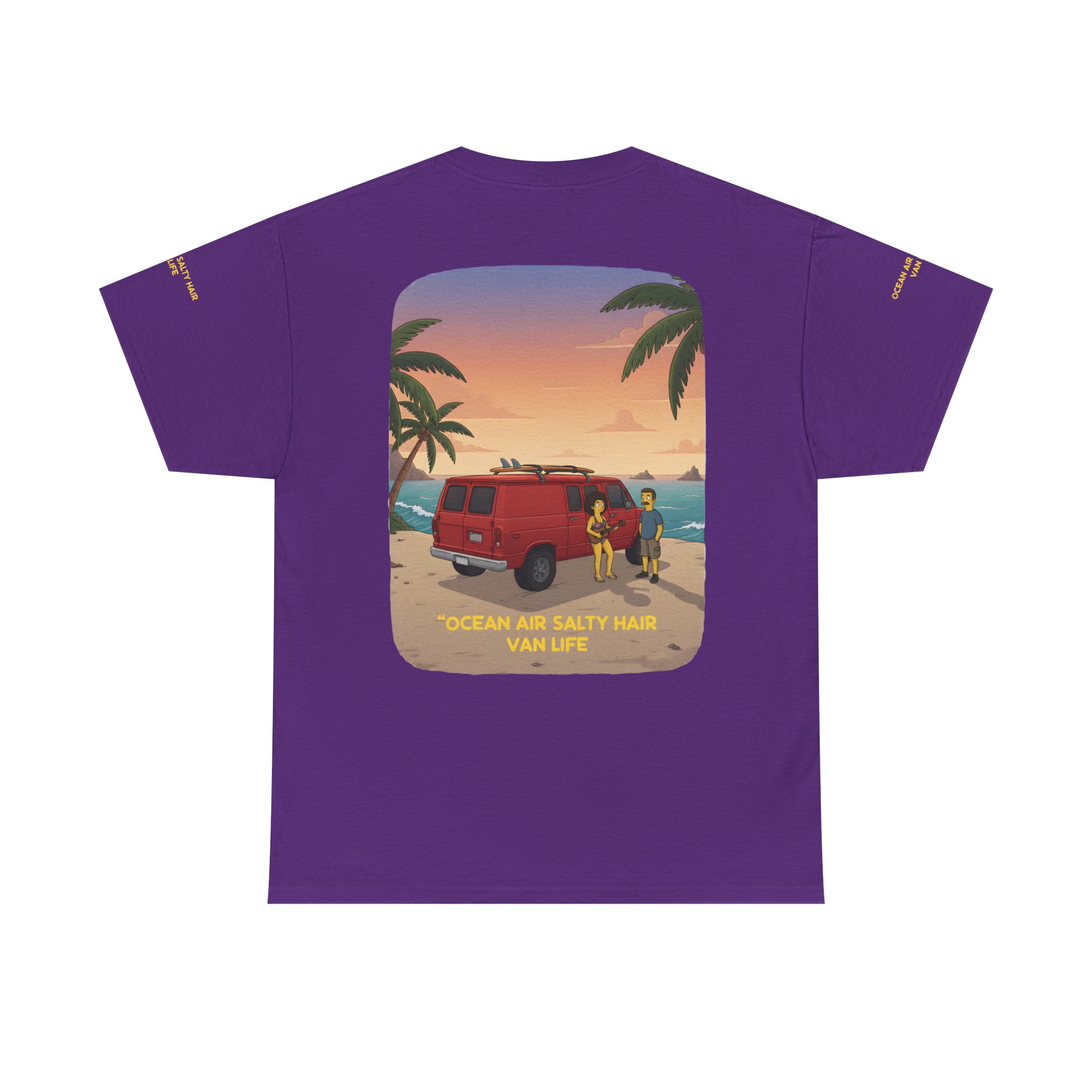Unisex Heavy Cotton Tee — "Ocean Air Salty Hair Van Life" Design Sitcom-Line