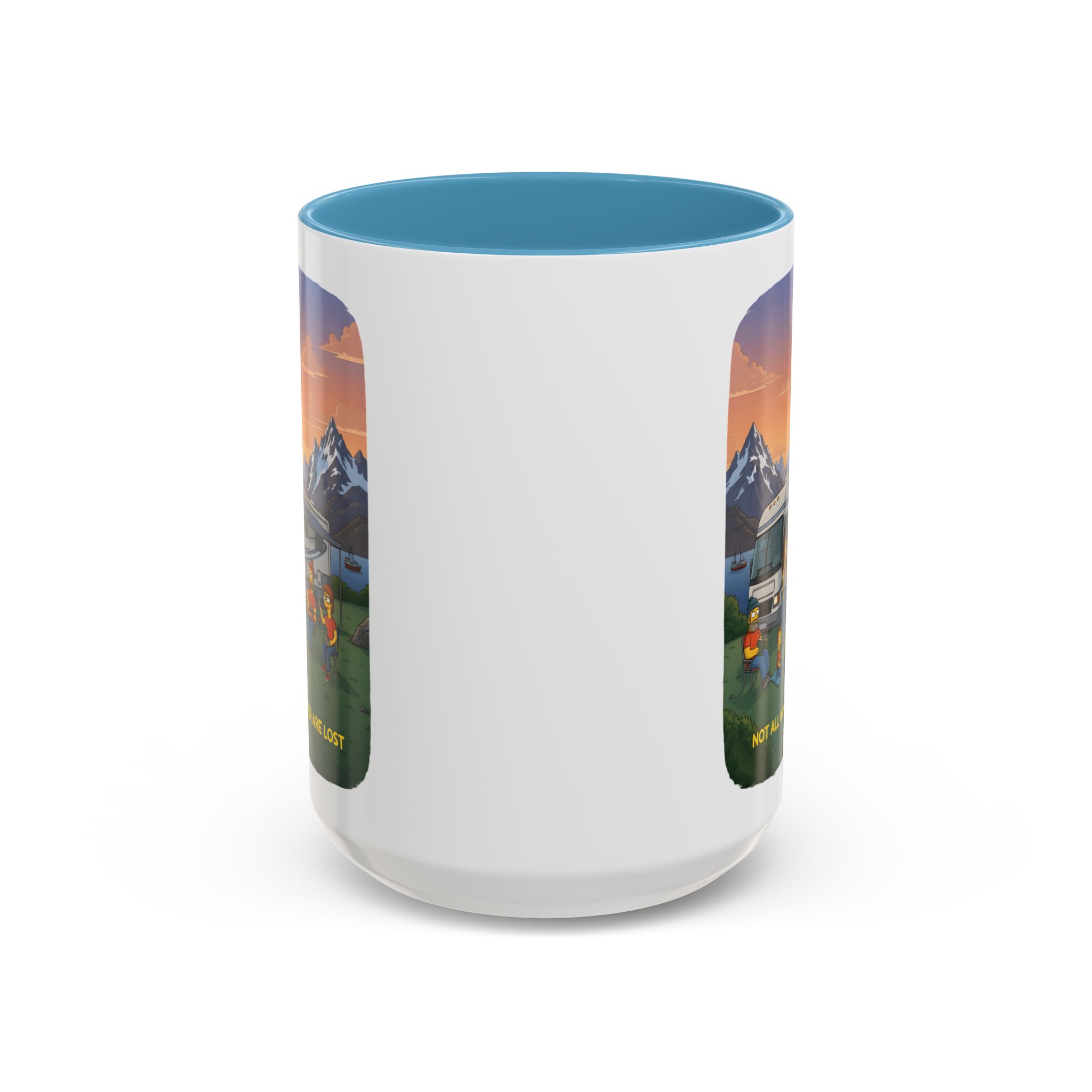 Accent Coffee Mug (11, 15oz) — "Not All Who Wander Are Lost" Design Sitcom-Line