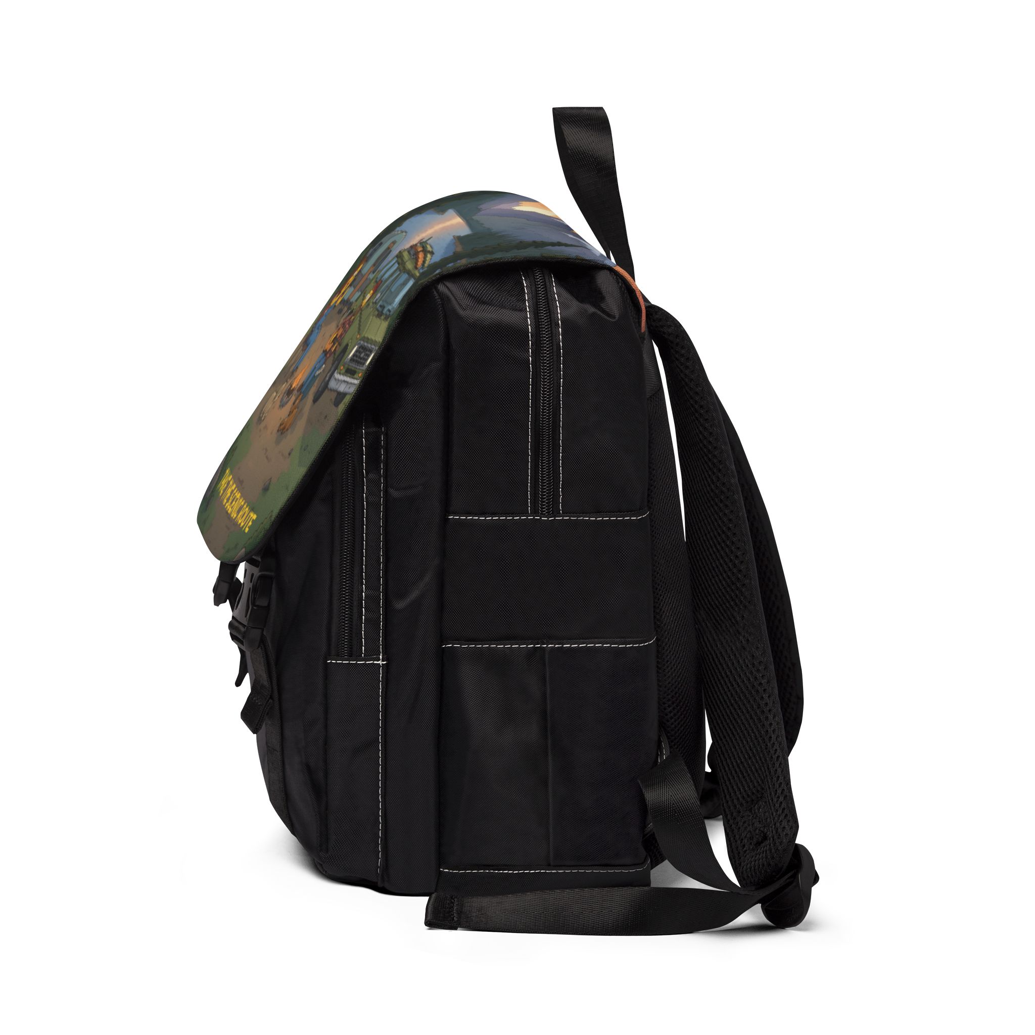 Unisex Casual Shoulder Backpack — "Take The Scenic Route" Design Sitcom-Line