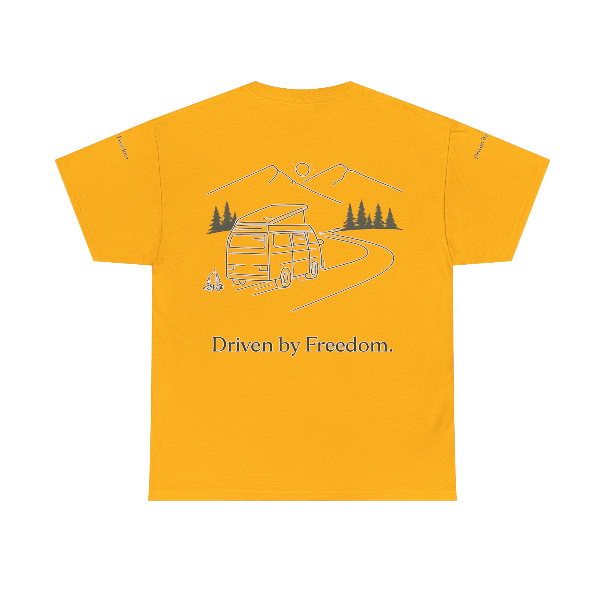 Unisex Heavy Cotton Tee — "Driven By Freedom" Design Minimal-Line