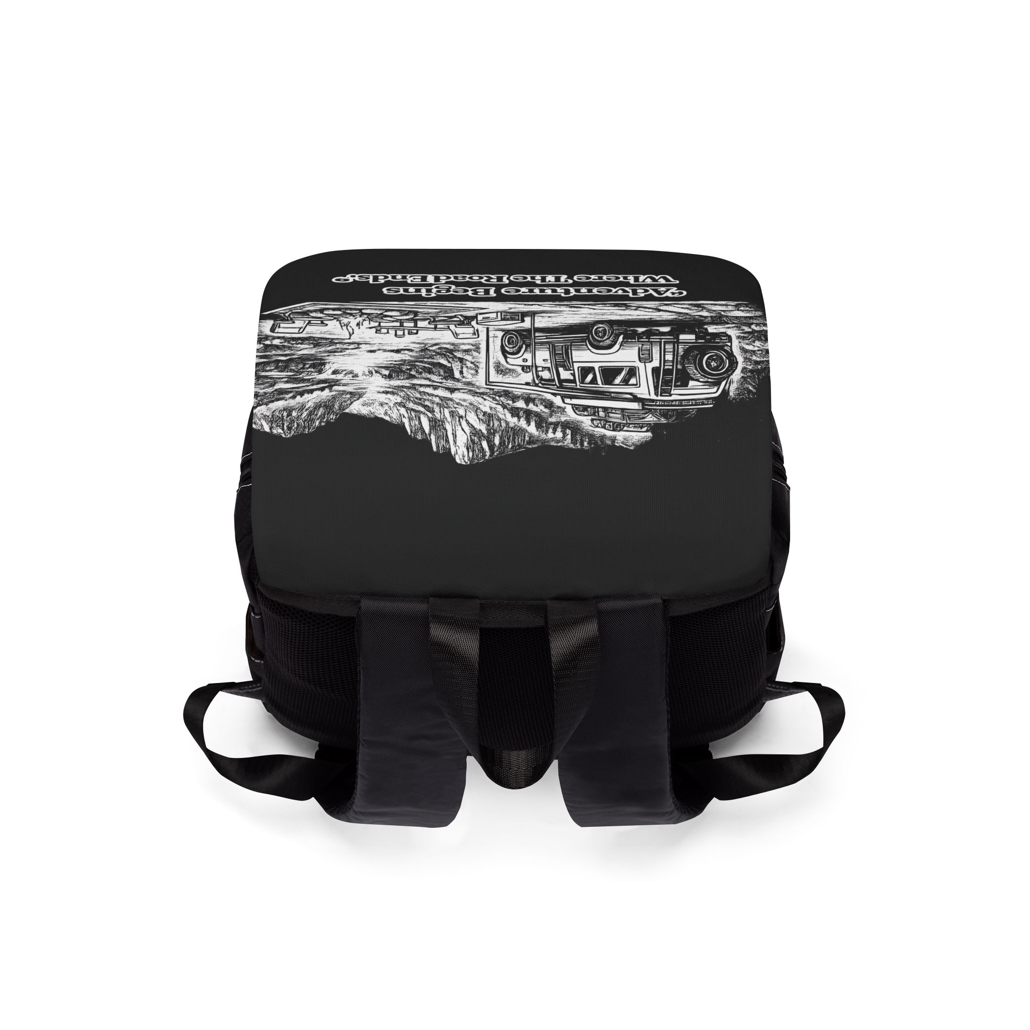 1168051596360707088_2048.jpeg Unisex Casual Shoulder Backpack — "Adventure Begins Where The Road Ends" Design Minimal-Line