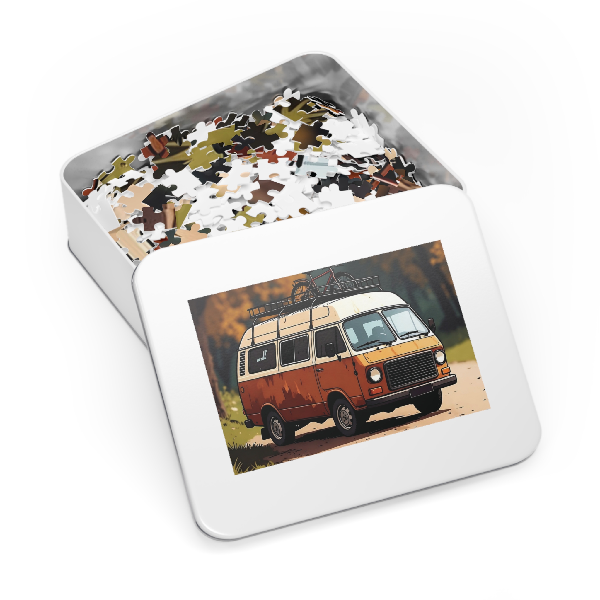 Jigsaw Puzzle with Tin — Scenic Road Trip Puzzle