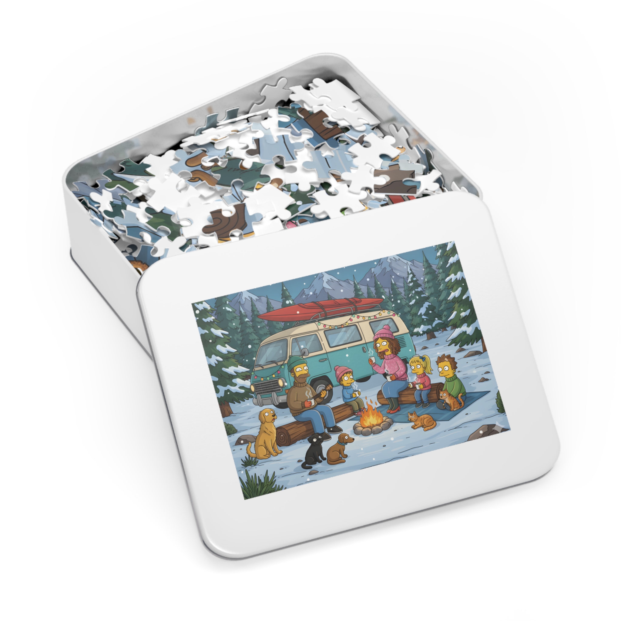 Jigsaw Puzzle with Tin — Scenic Jigsaw for Cozy Holidays