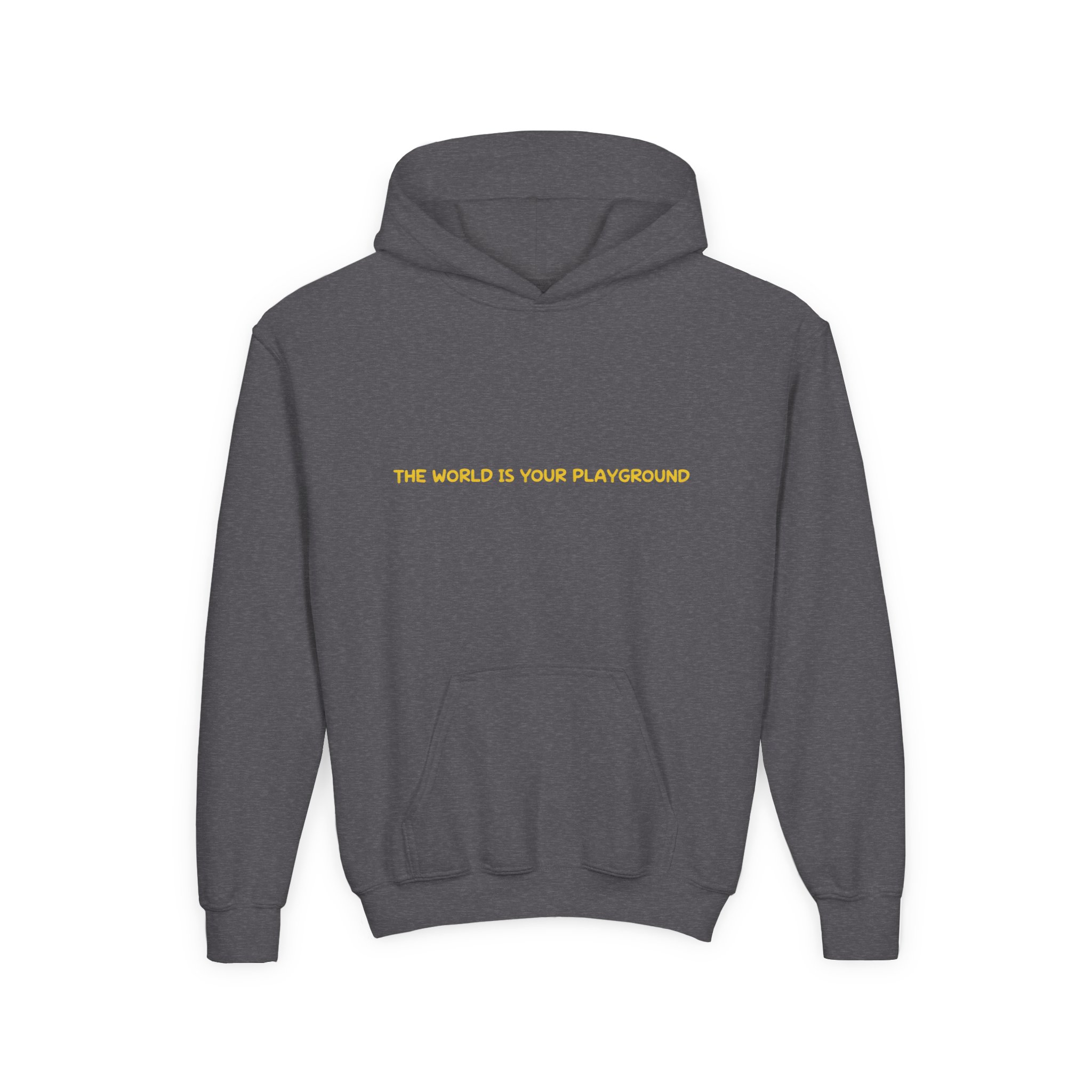 Youth Hoodie(Gildan) – "The World Is Your playground" (Design Sitcom-Line)