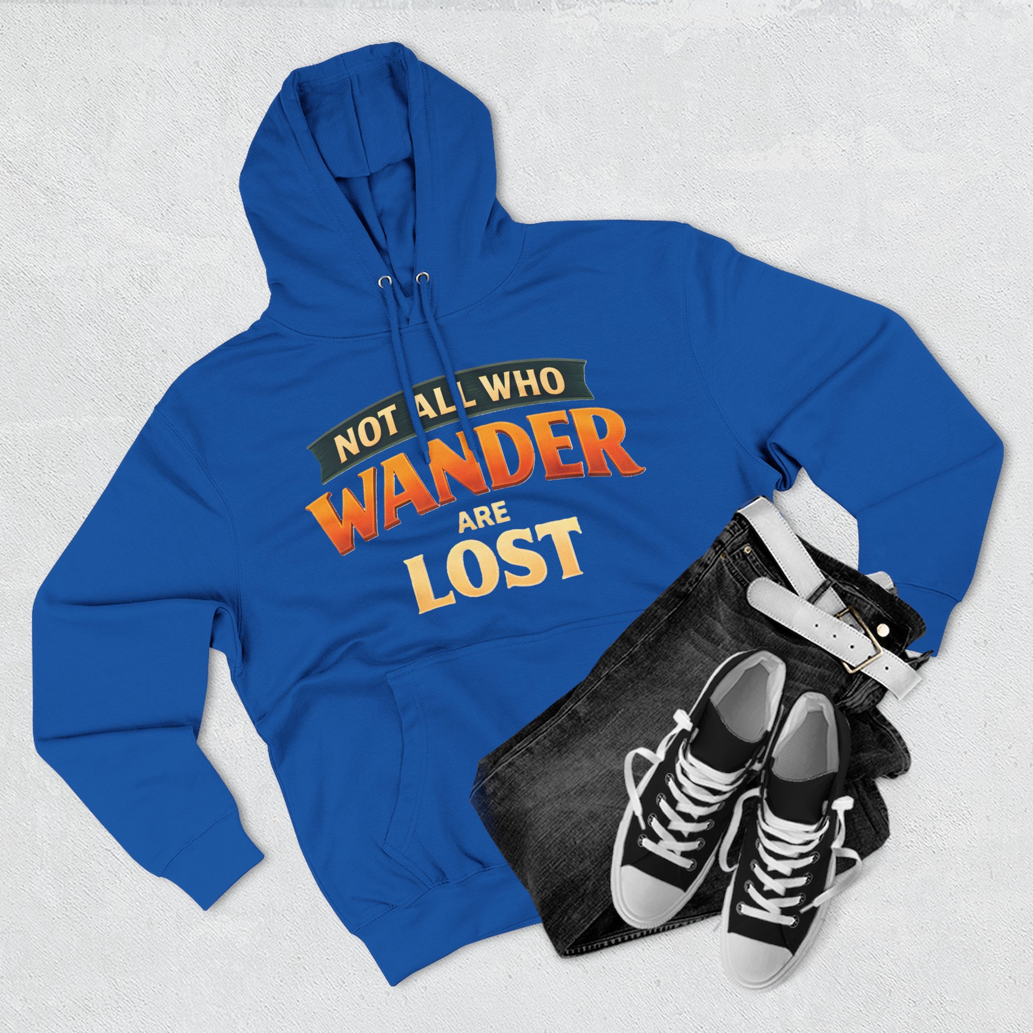 Three-Panel Fleece Hoodie - "Not All Who Wander Are Lost" Design Scenic-Line
