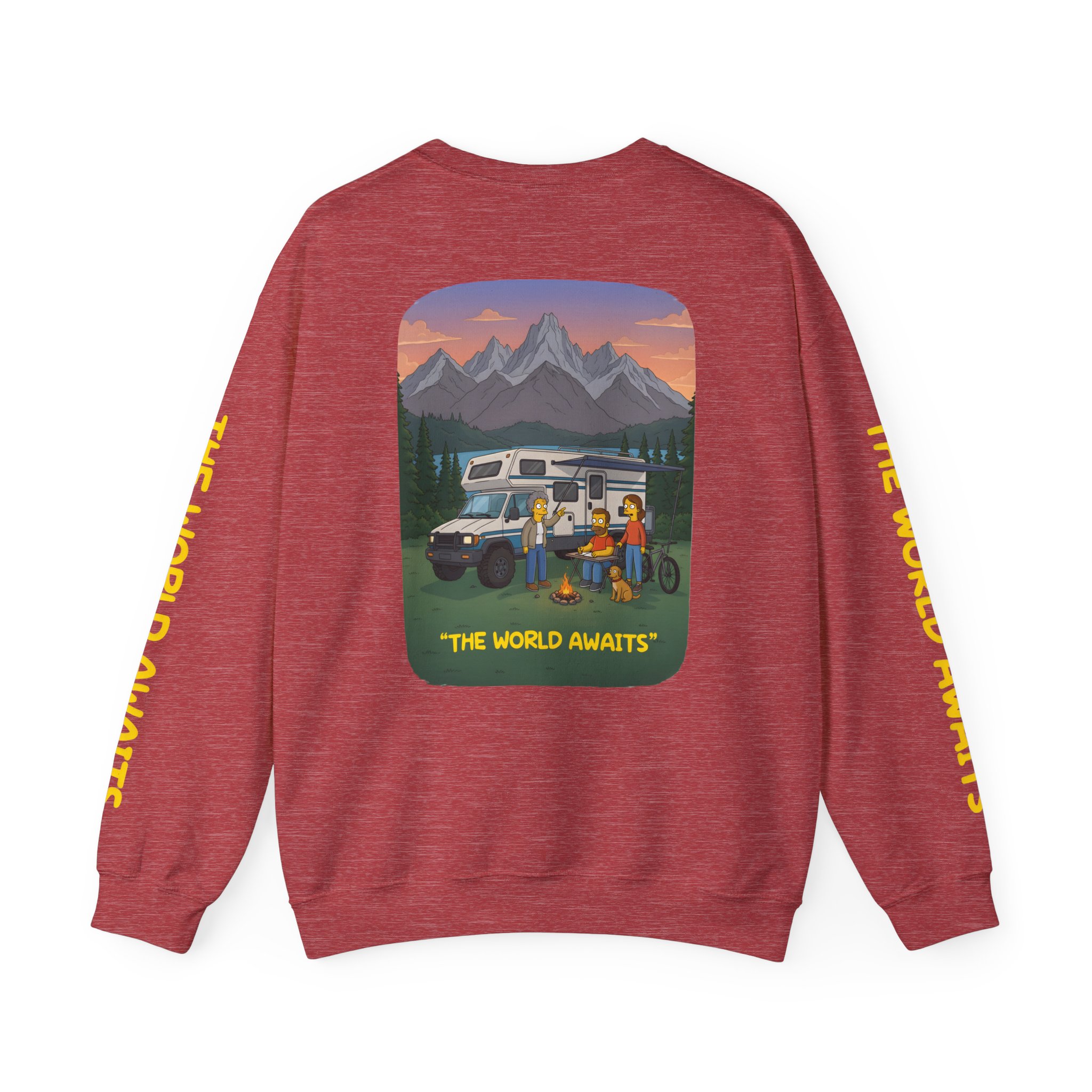 Unisex Heavy Blend™ Crewneck Sweatshirt — "The World Awaits" Design Sitcom-Line