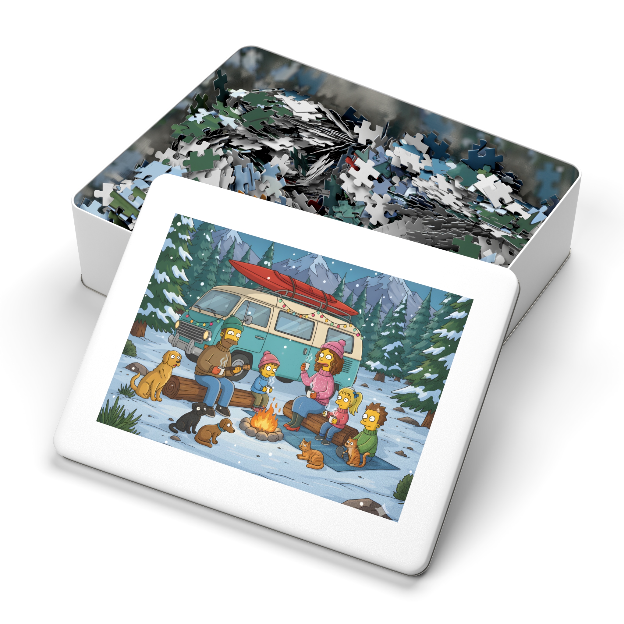 Jigsaw Puzzle with Tin — Scenic Jigsaw for Cozy Holidays
