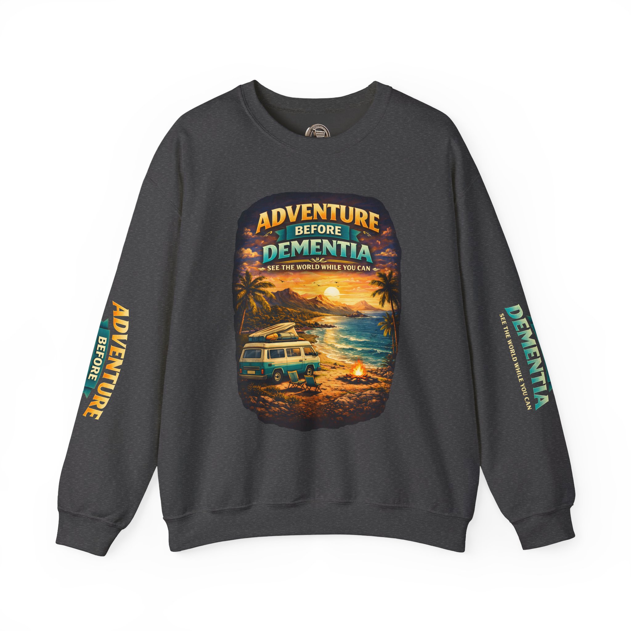 Unisex Heavy Blend™ Crewneck Sweatshirt — "Adventure Before Dementia" Design Scenic-Line