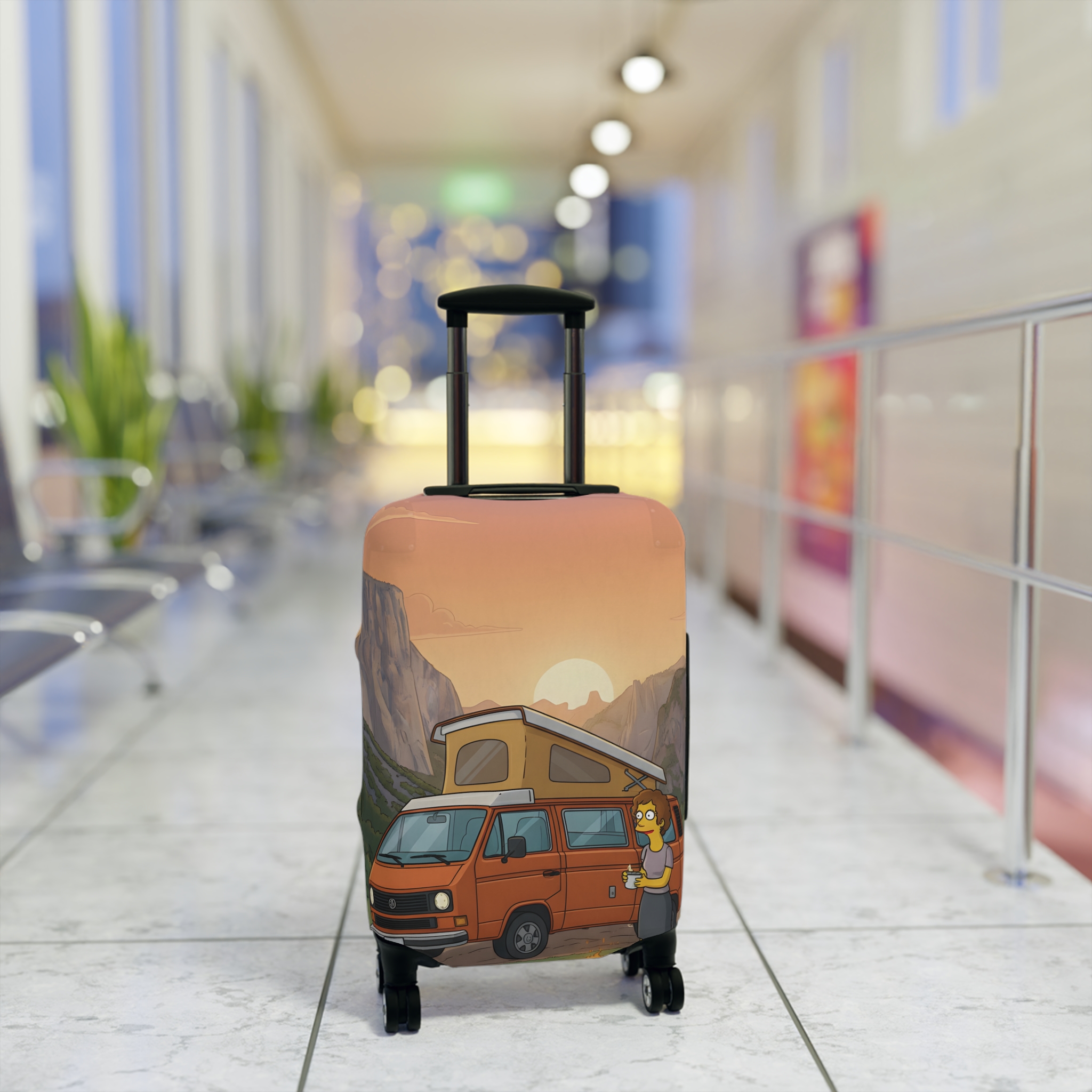 Luggage Cover — Adventure Camper Sketch Travel Suitcase(Design Sitcom-Line)