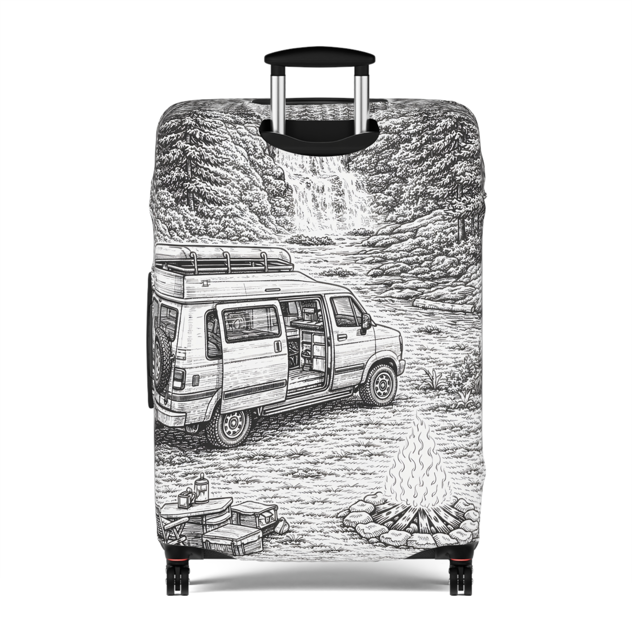 11712426803452530523_2048.jpeg Luggage Cover — Adventure Camper Sketch Travel Suitcase