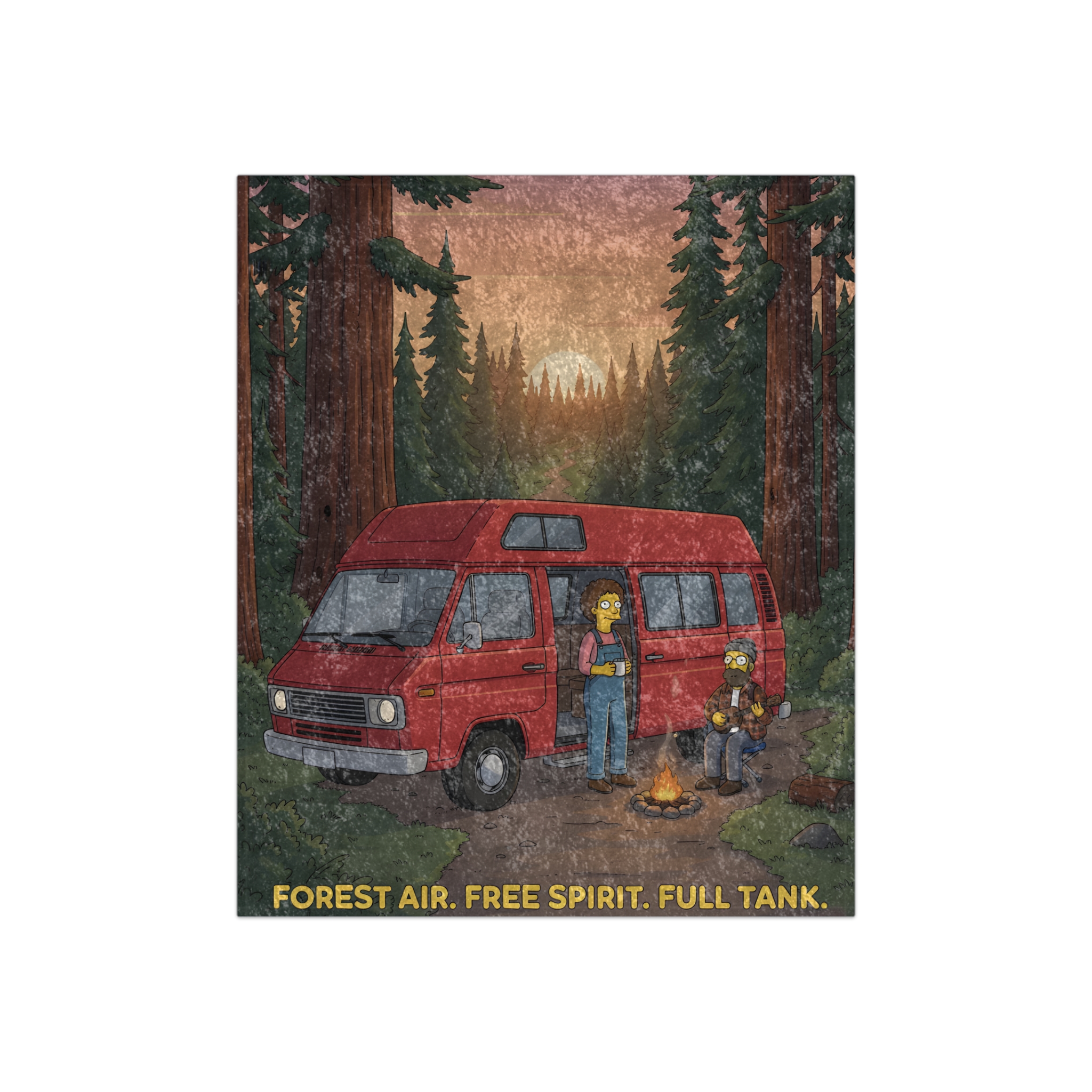Crushed Velvet Blanket —"Forest Air Free Spirit Full Tank" Design Sitcom-Line (Campervan)