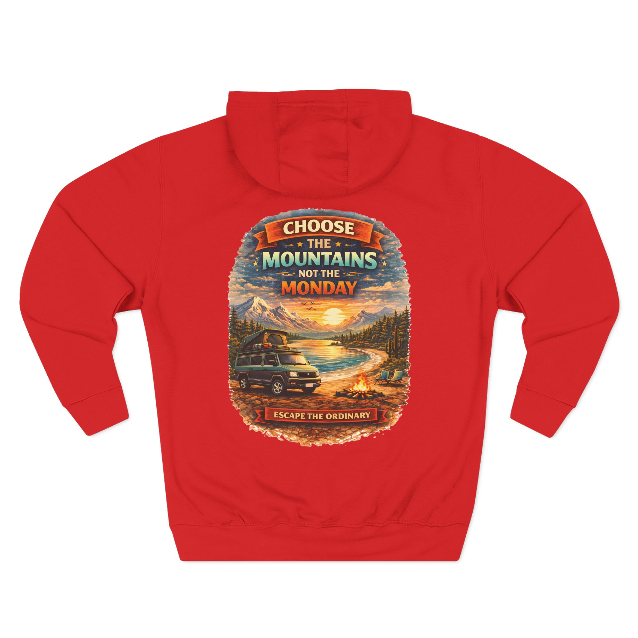 Three-Panel Fleece Hoodie - "Choose The Mountens" Design Scenic-Line