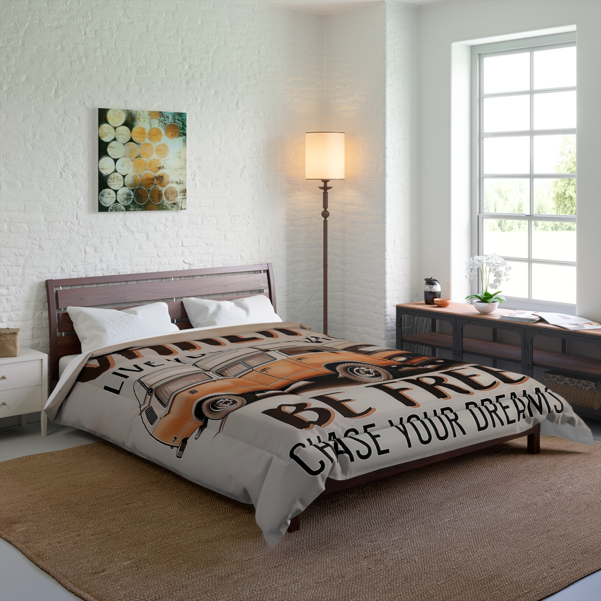 Comforter – 'Be Free, Chase Your Dreams' Vintage Camper Bedding