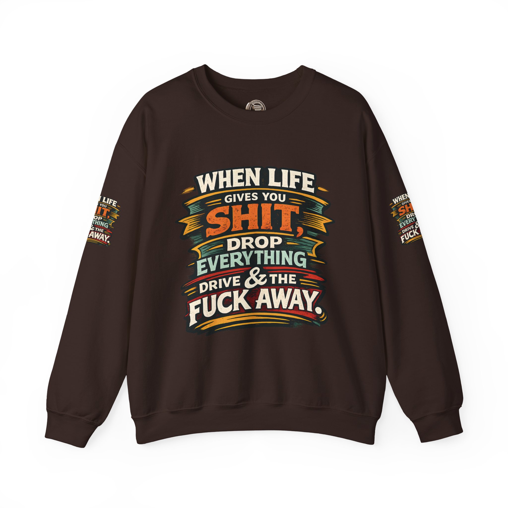 Unisex Heavy Blend™ Crewneck Sweatshirt — "When Live Gives You Shit" Design F**K-Line