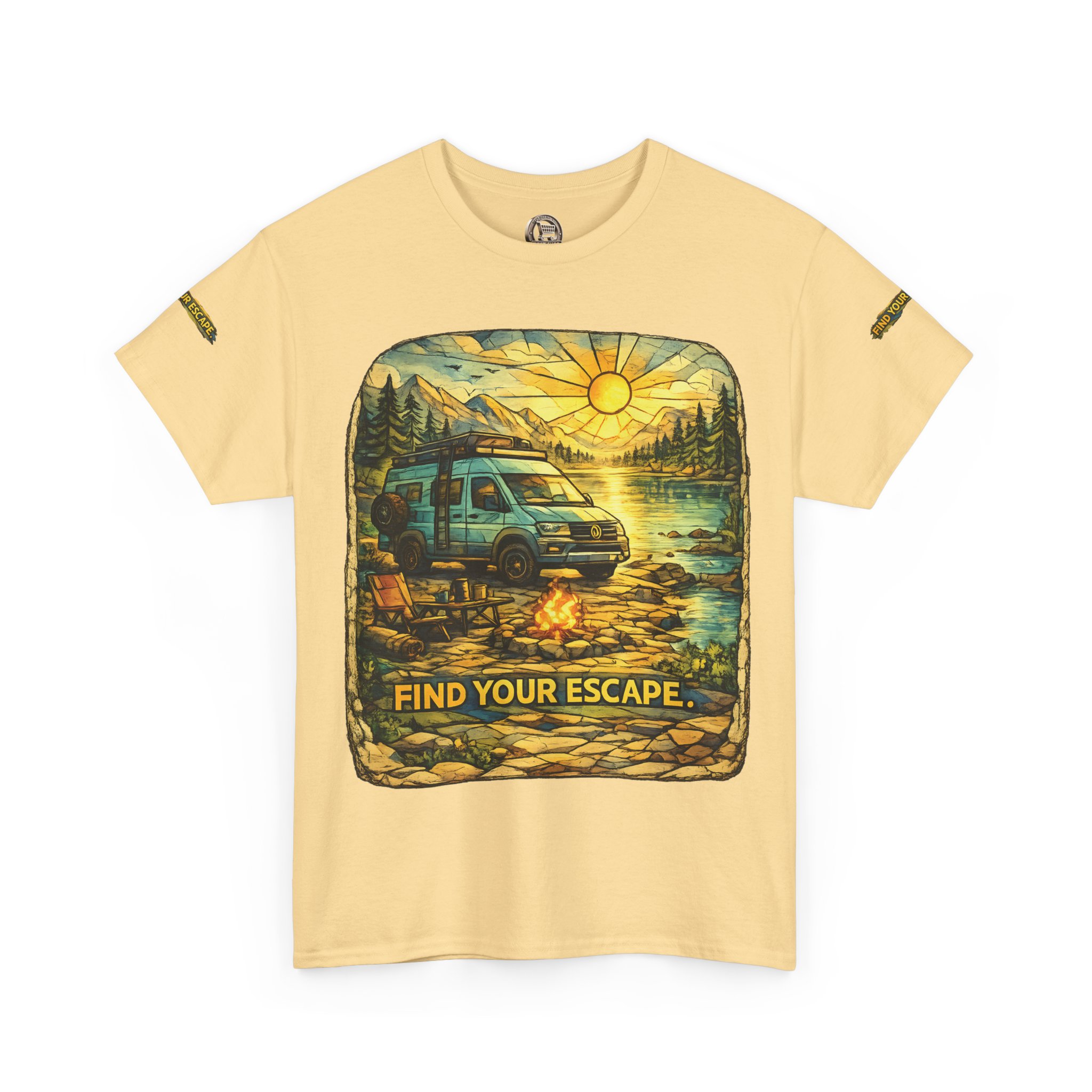 Unisex Heavy Cotton Tee — "Find Your Escape" Design Cubic-Line