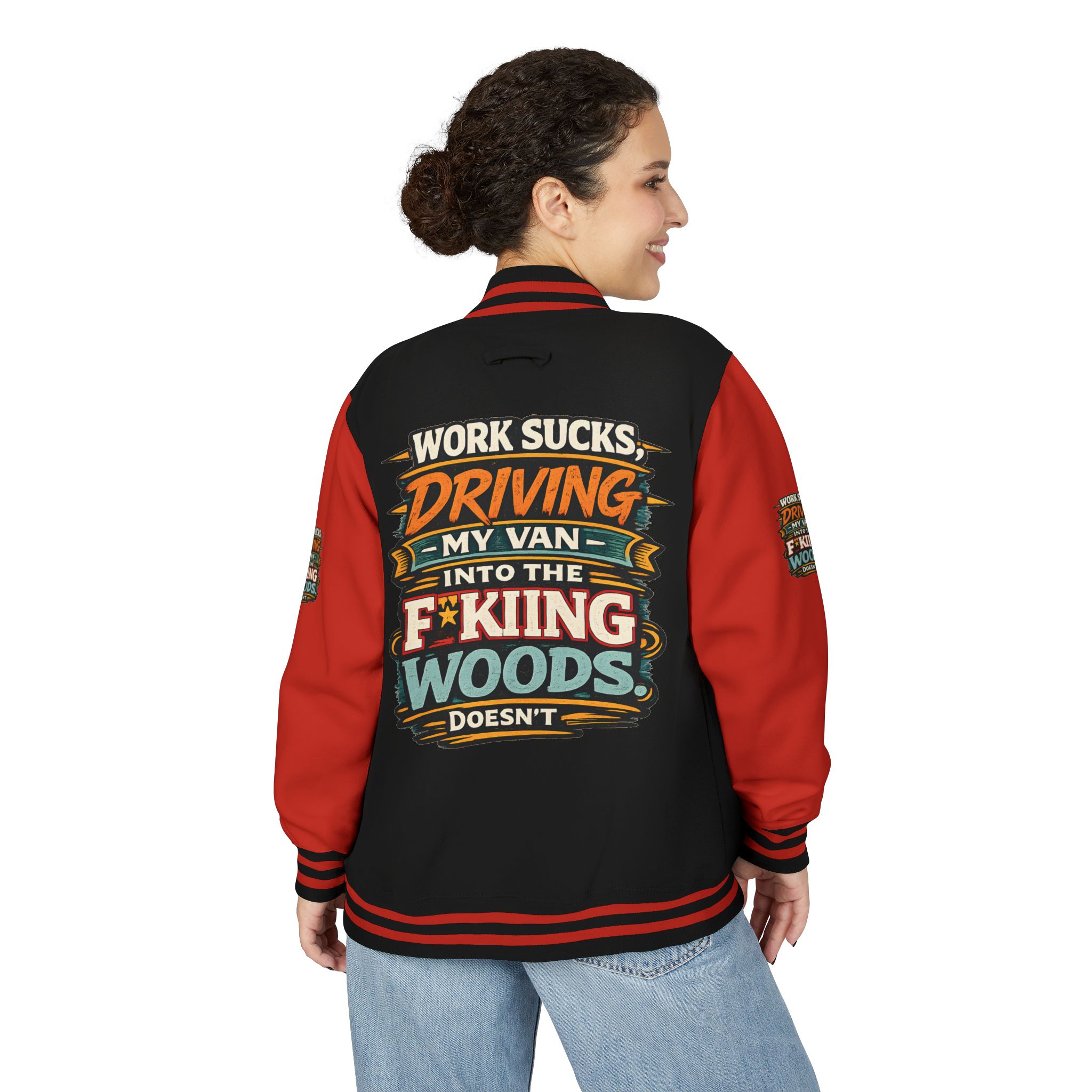 Unisex Heavyweight Letterman Jacket — "Work Sucks" Design F**K-Line