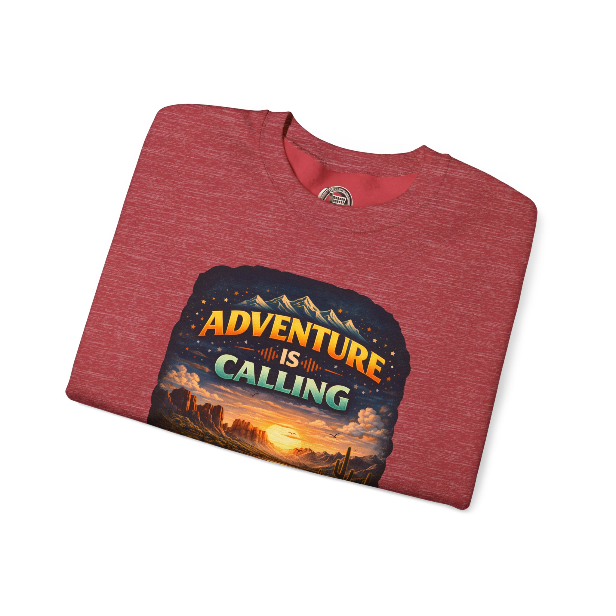 Unisex Heavy Blend™ Crewneck Sweatshirt — "Adventure Is Calling" Design Scenic-Line