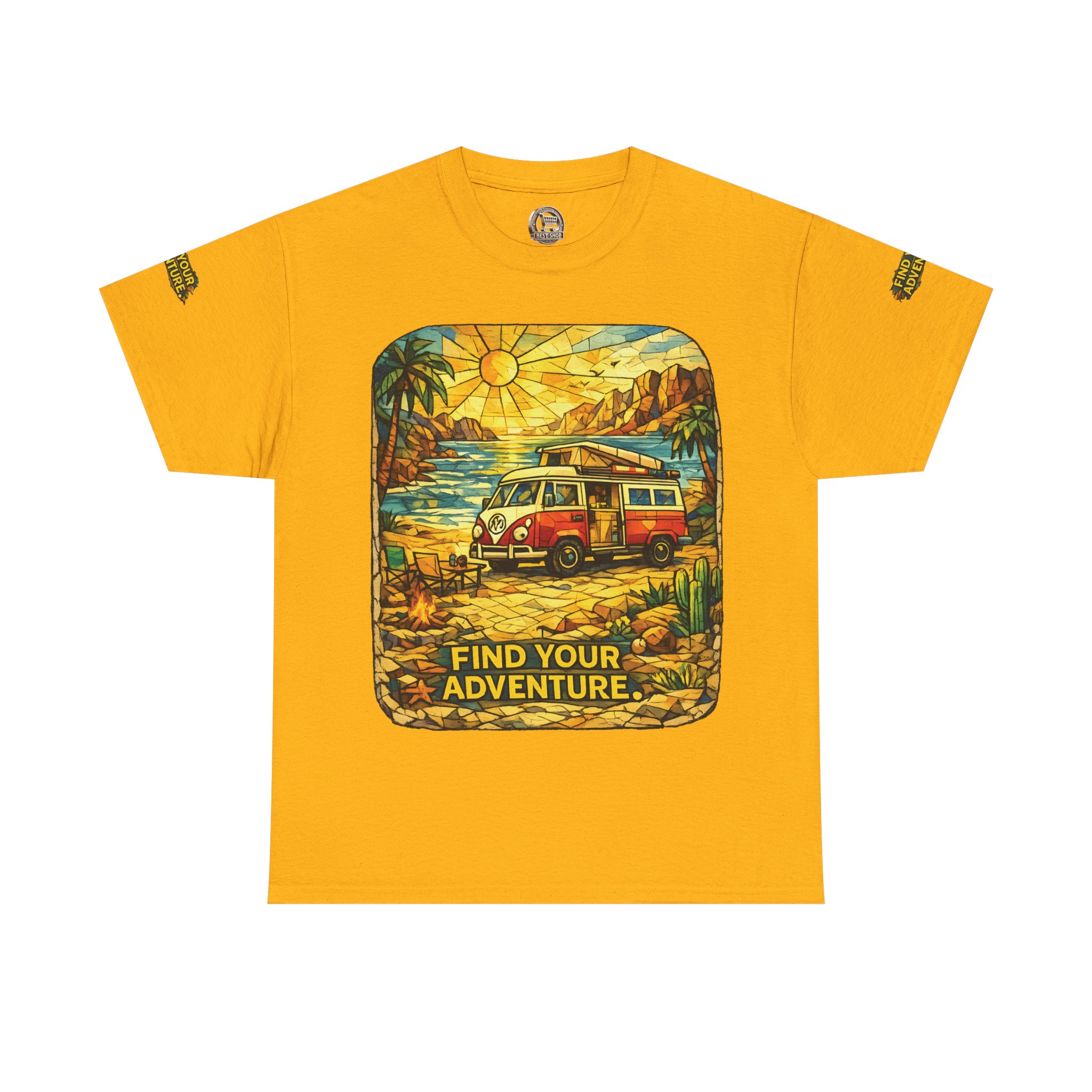 Unisex Heavy Cotton Tee — "Find Your Adventure" Design Cubic-Line