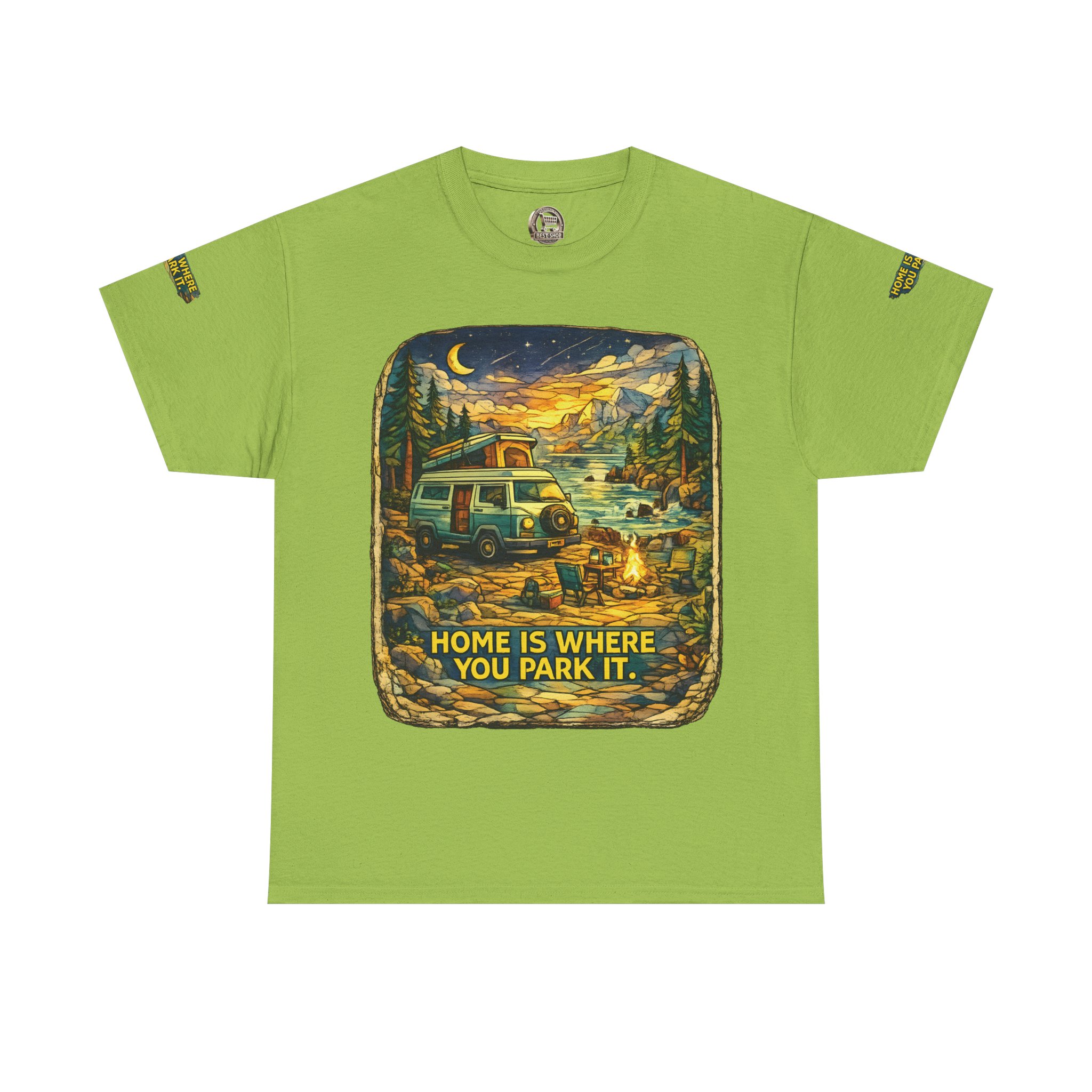 Unisex Heavy Cotton Tee — "Home Is Where You Park It" Design Cubic-Line