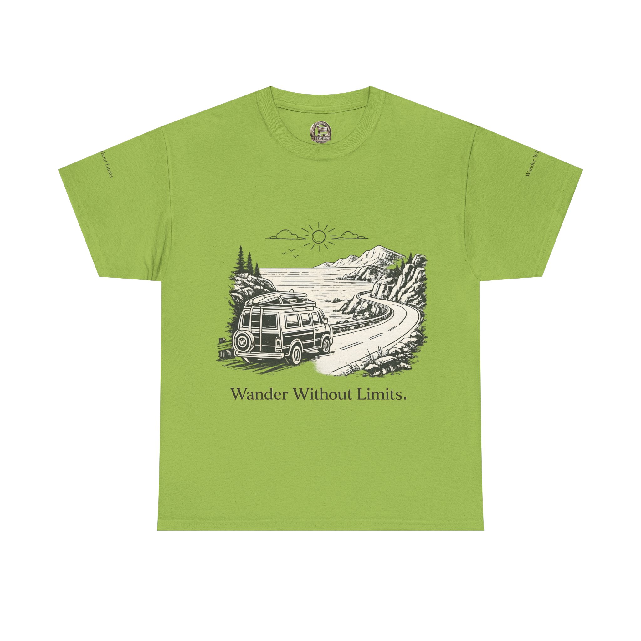 11737272771400973087_2048.jpeg Unisex Heavy Cotton Tee — "Wander Without Limits" Design Minimal-Line