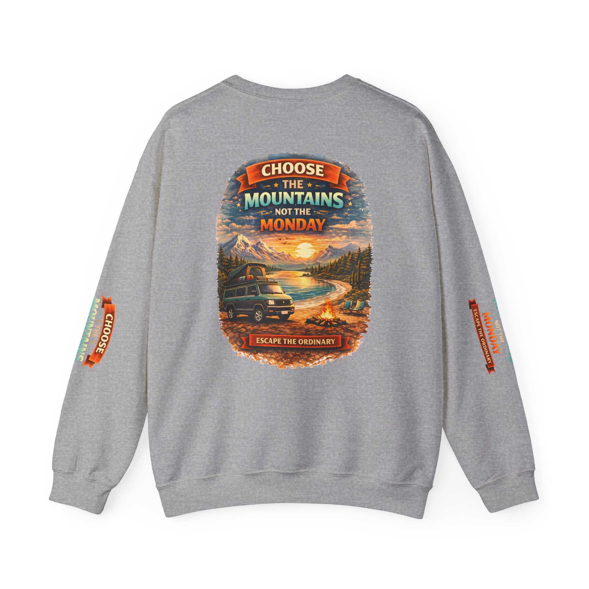 Unisex Heavy Blend™ Crewneck Sweatshirt — "Choose The Mountens" Design Scenic-Line