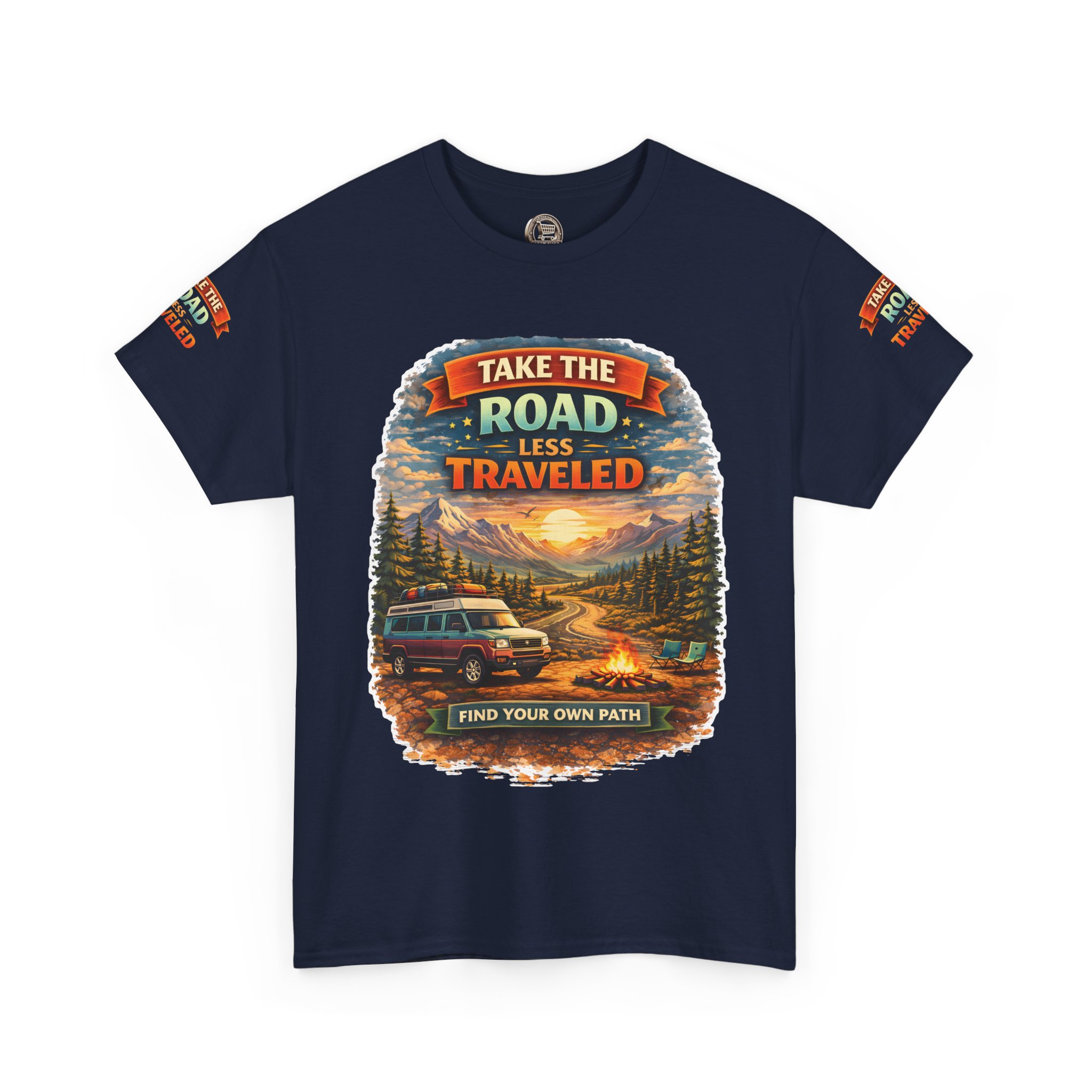 Unisex Heavy Cotton Tee — "Take The Road Less Traveled" Design Scenic-Line
